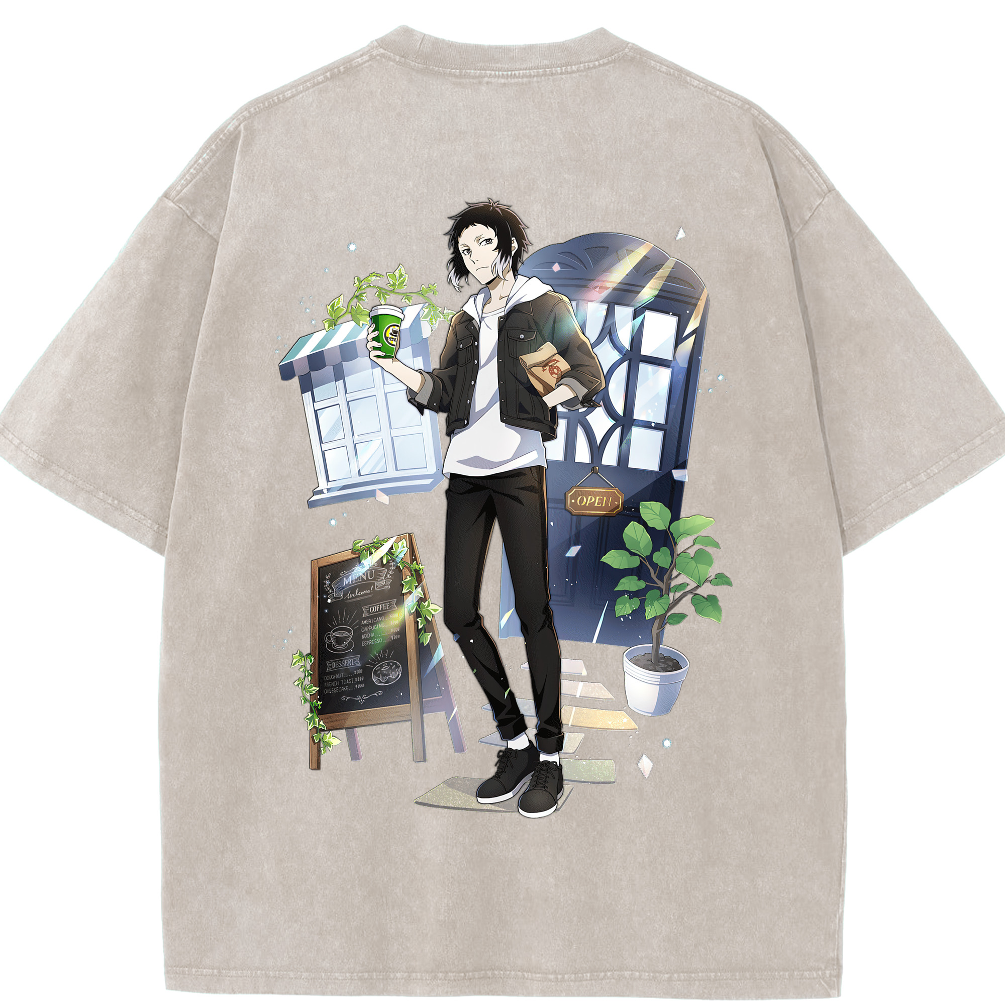（画像用） 文豪ストレイドッグス Bungo Stray Dogs 綿100% ヴィンテージ風 半袖Tシャツ（背面プリント）
