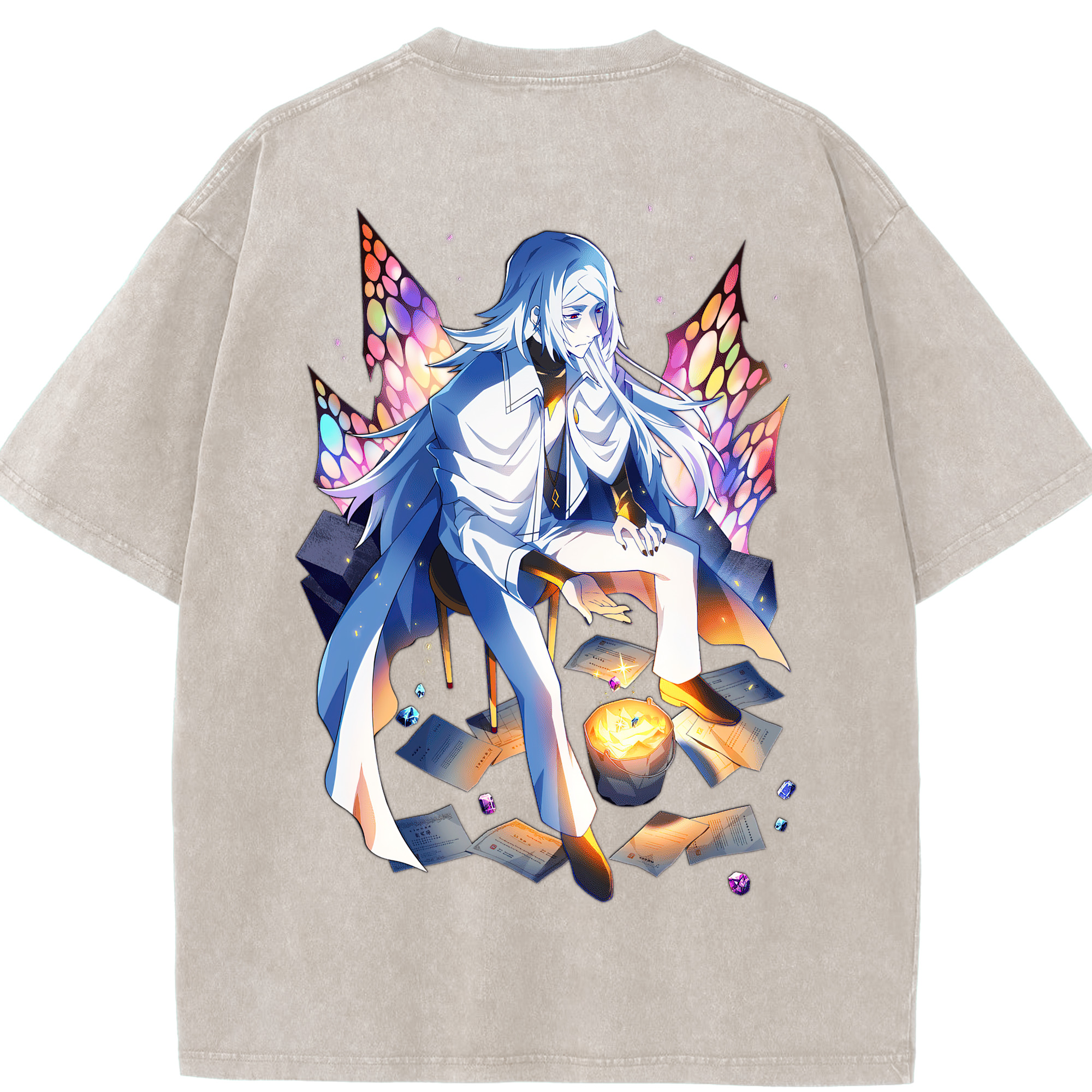 （画像用） 文豪ストレイドッグス Bungo Stray Dogs 綿100% ヴィンテージ風 半袖Tシャツ（背面プリント）
