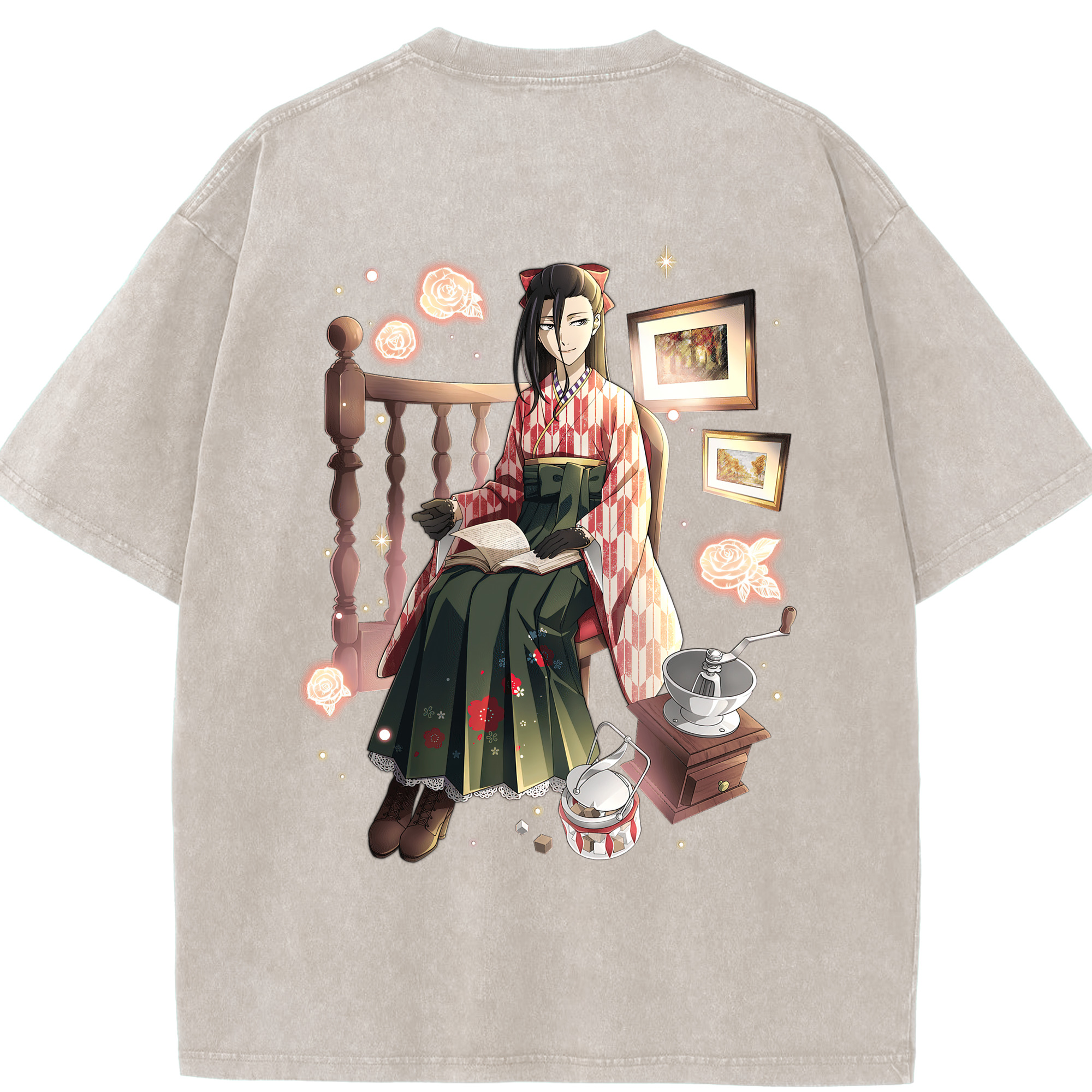 （画像用） 文豪ストレイドッグス Bungo Stray Dogs 綿100% ヴィンテージ風 半袖Tシャツ（背面プリント）