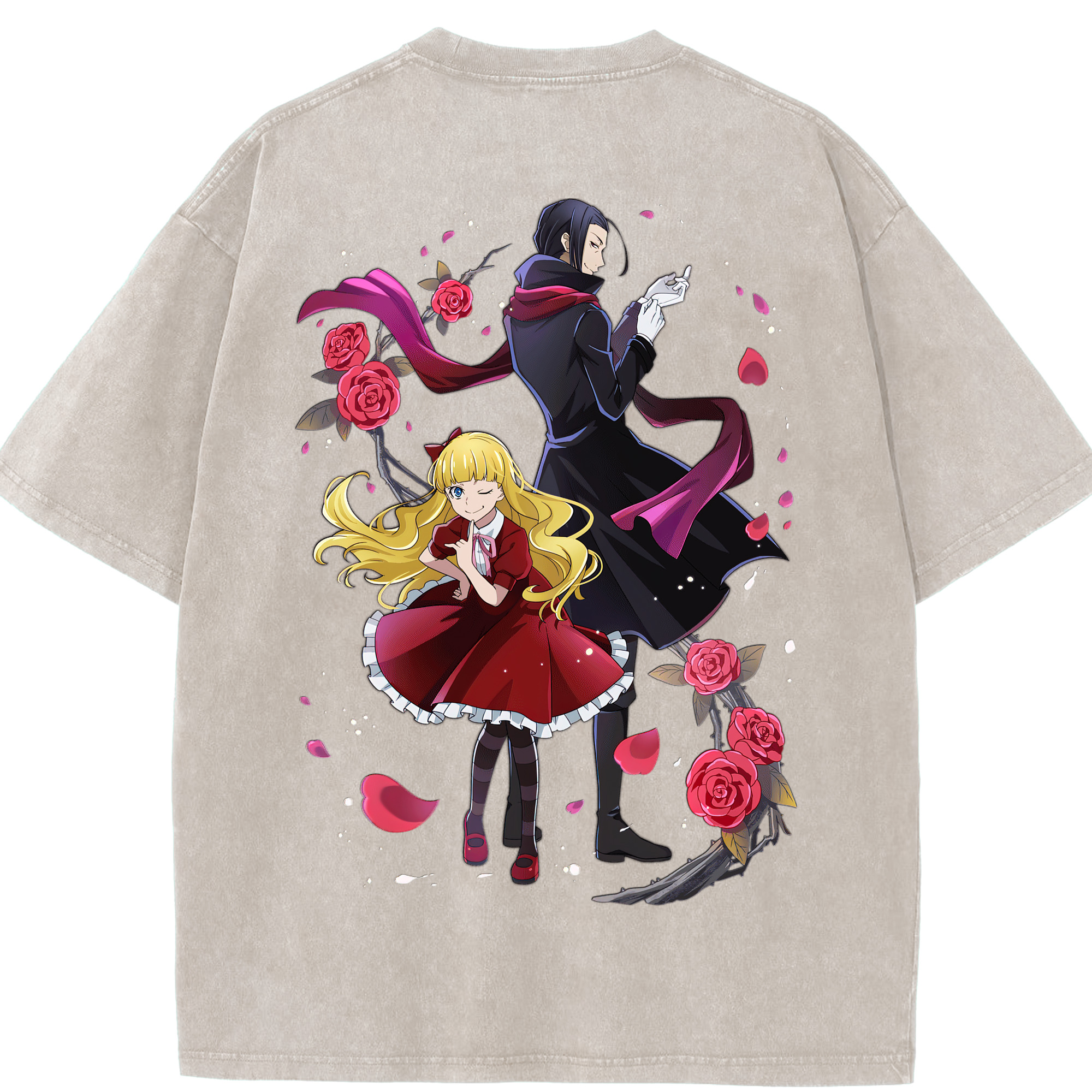 （画像用） 文豪ストレイドッグス Bungo Stray Dogs 綿100% ヴィンテージ風 半袖Tシャツ（背面プリント）