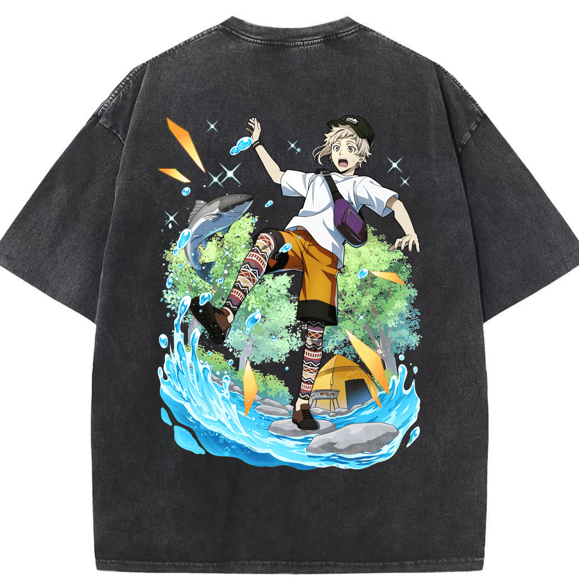 （画像用） 文豪ストレイドッグス Bungo Stray Dogs 綿100% ヴィンテージ風 半袖Tシャツ（背面プリント）