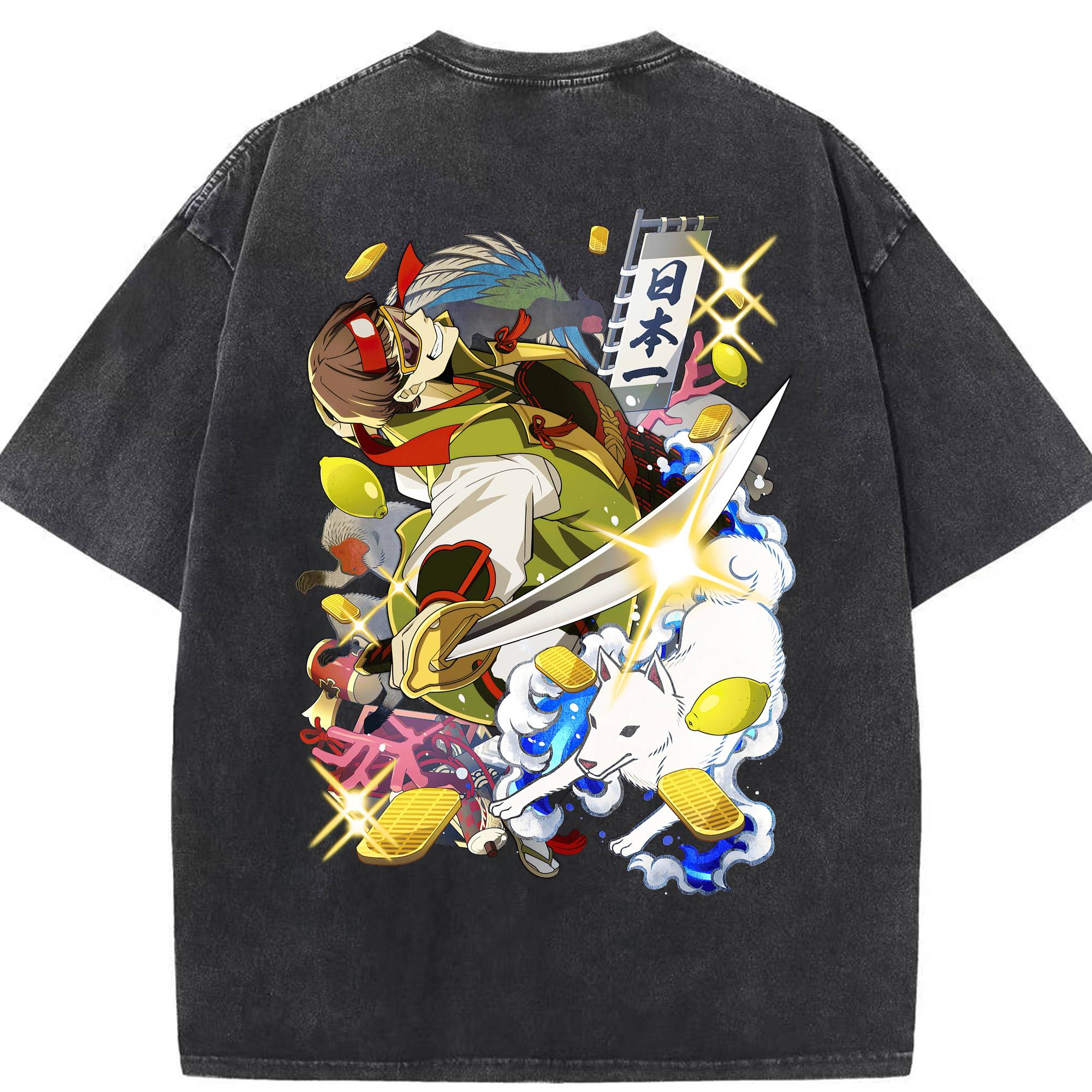 （画像用） 文豪ストレイドッグス Bungo Stray Dogs 綿100% ヴィンテージ風 半袖Tシャツ（背面プリント）