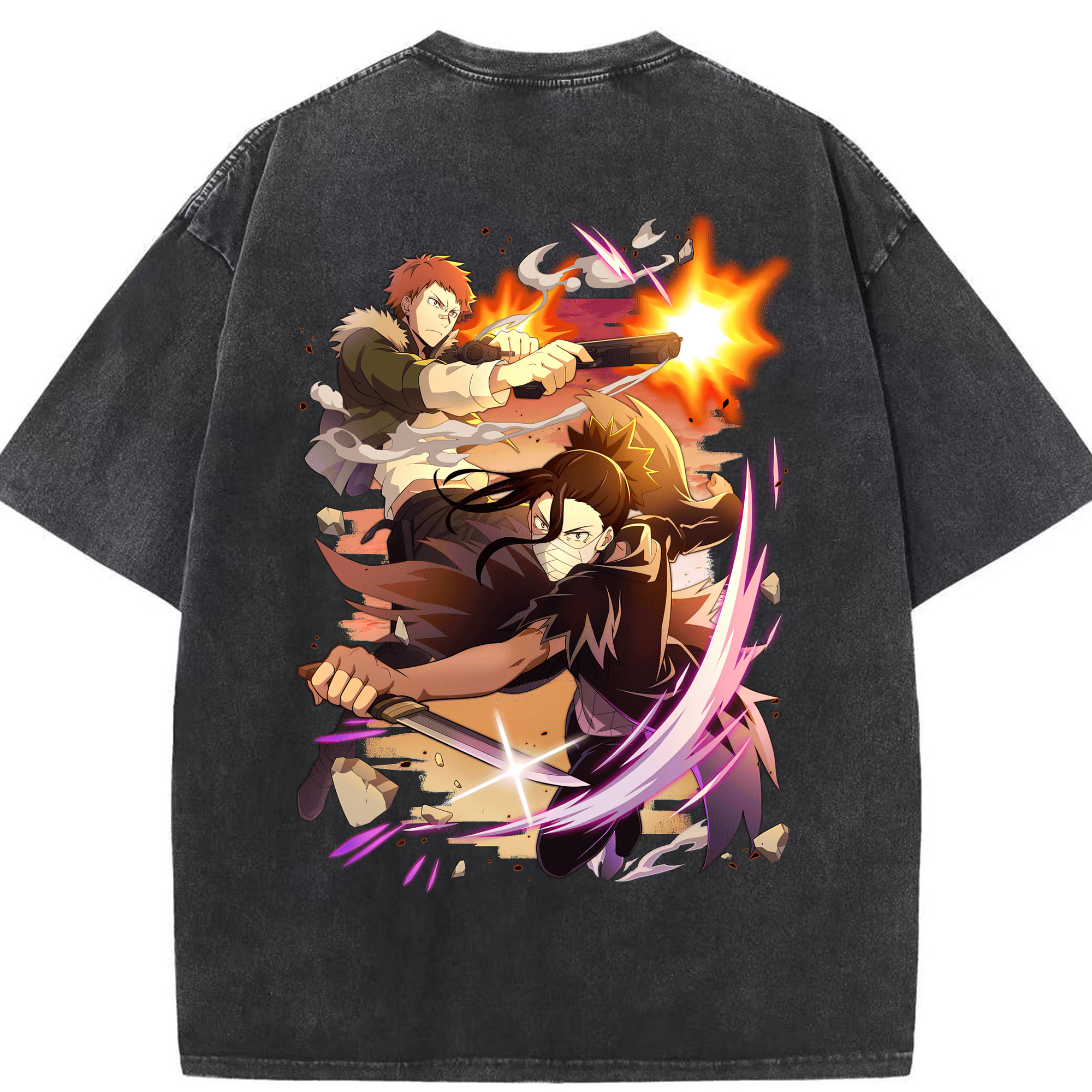 （画像用） 文豪ストレイドッグス Bungo Stray Dogs 綿100% ヴィンテージ風 半袖Tシャツ（背面プリント）
