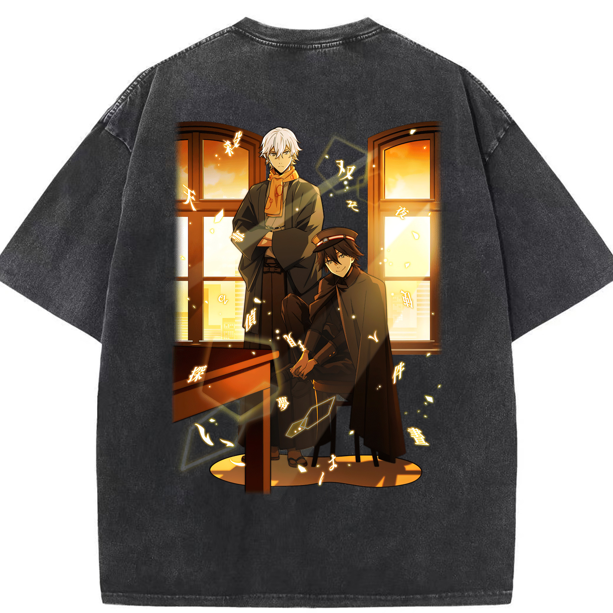 （画像用） 文豪ストレイドッグス Bungo Stray Dogs 綿100% ヴィンテージ風 半袖Tシャツ（背面プリント）