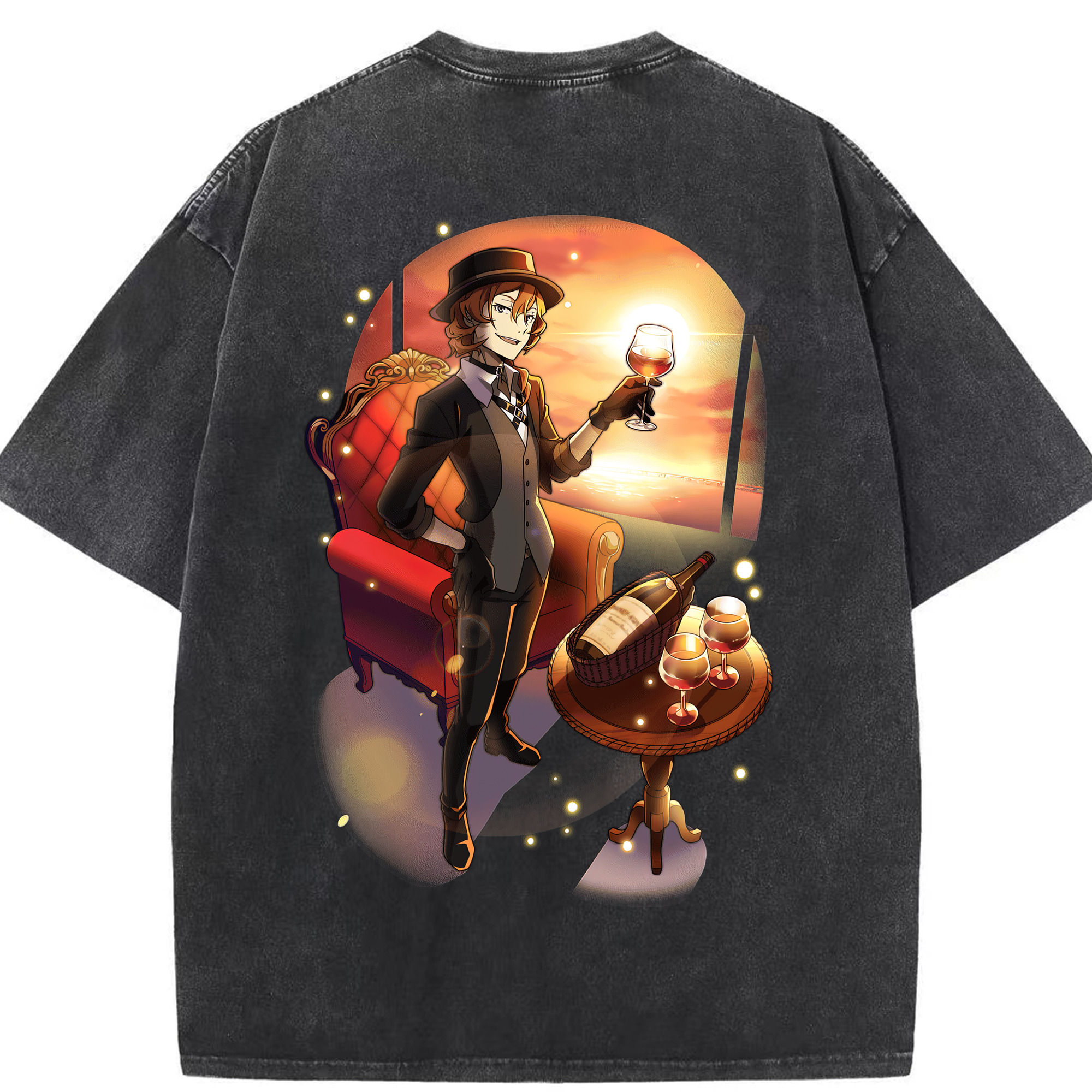 （画像用） 文豪ストレイドッグス Bungo Stray Dogs 綿100% ヴィンテージ風 半袖Tシャツ（背面プリント）