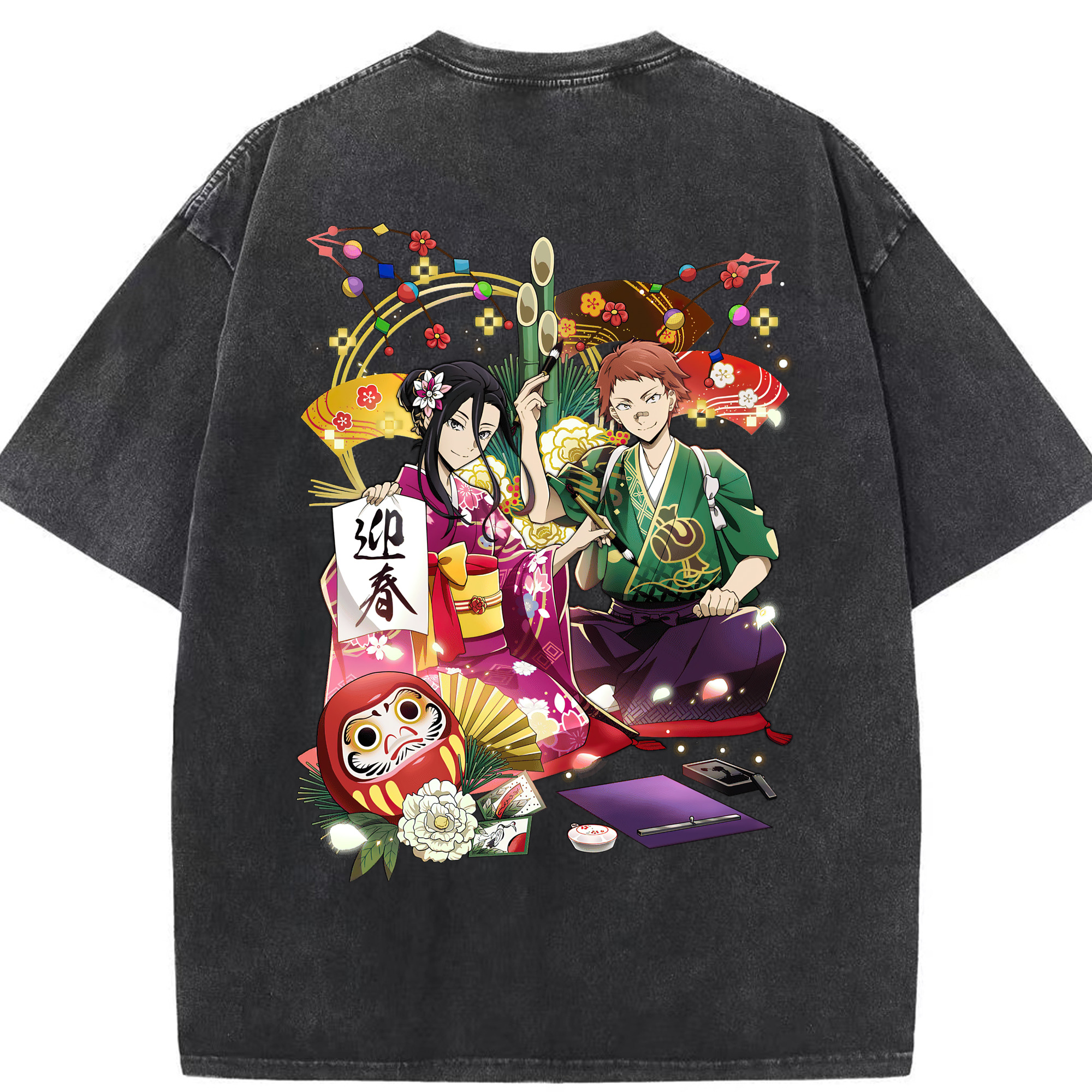 （画像用） 文豪ストレイドッグス Bungo Stray Dogs 綿100% ヴィンテージ風 半袖Tシャツ（背面プリント）