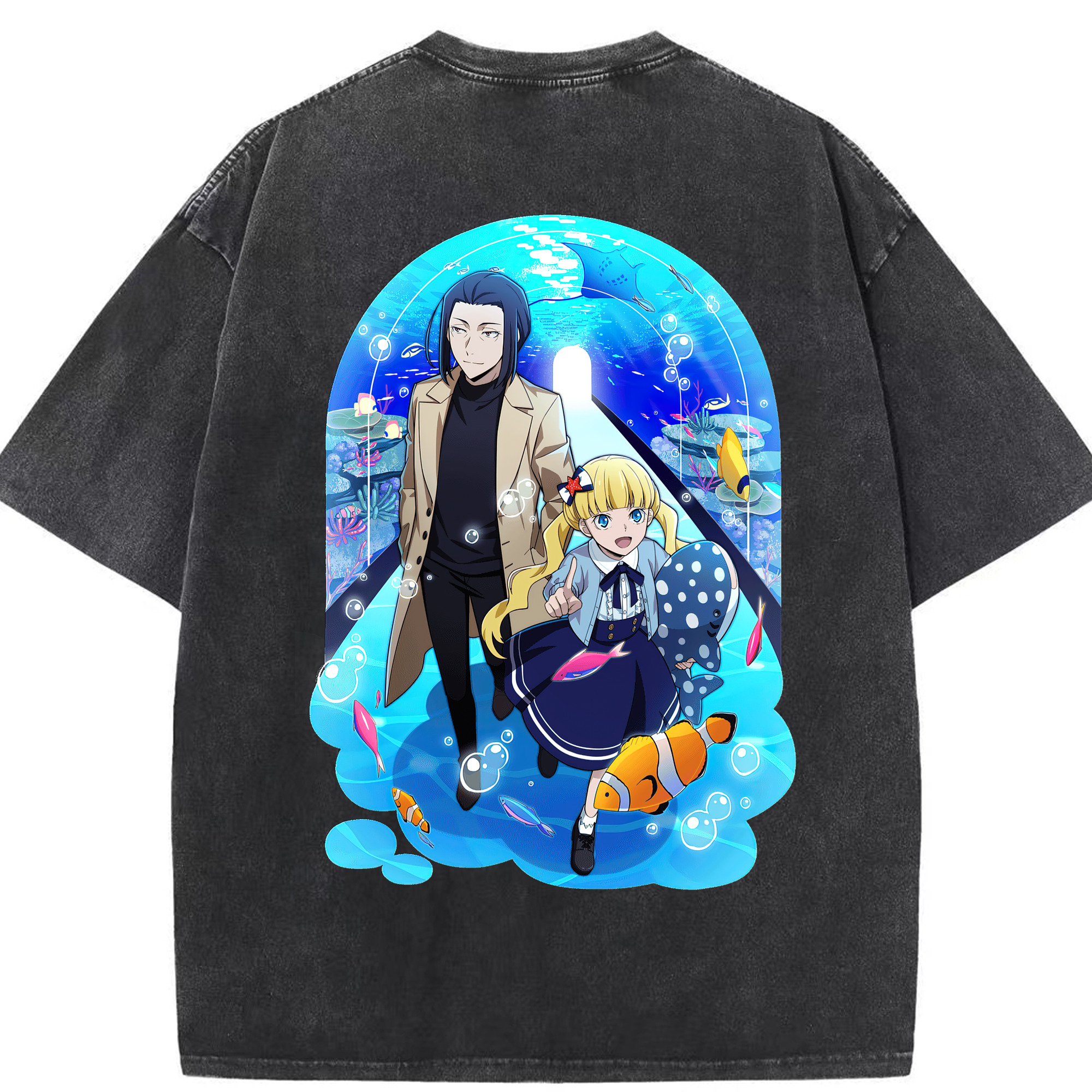 （画像用） 文豪ストレイドッグス Bungo Stray Dogs 綿100% ヴィンテージ風 半袖Tシャツ（背面プリント）