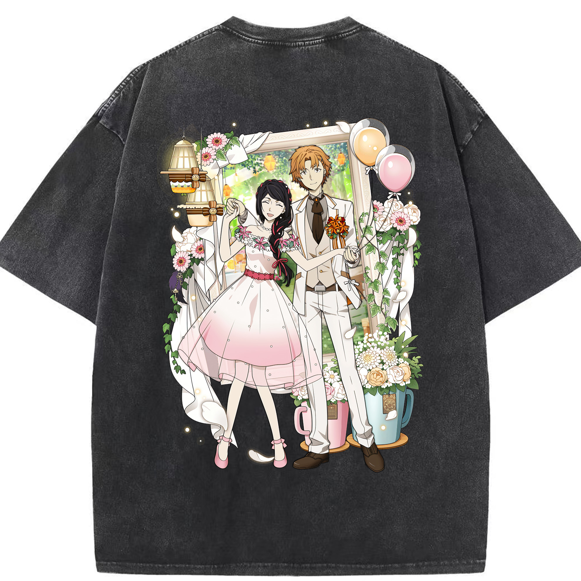 （画像用） 文豪ストレイドッグス Bungo Stray Dogs 綿100% ヴィンテージ風 半袖Tシャツ（背面プリント）