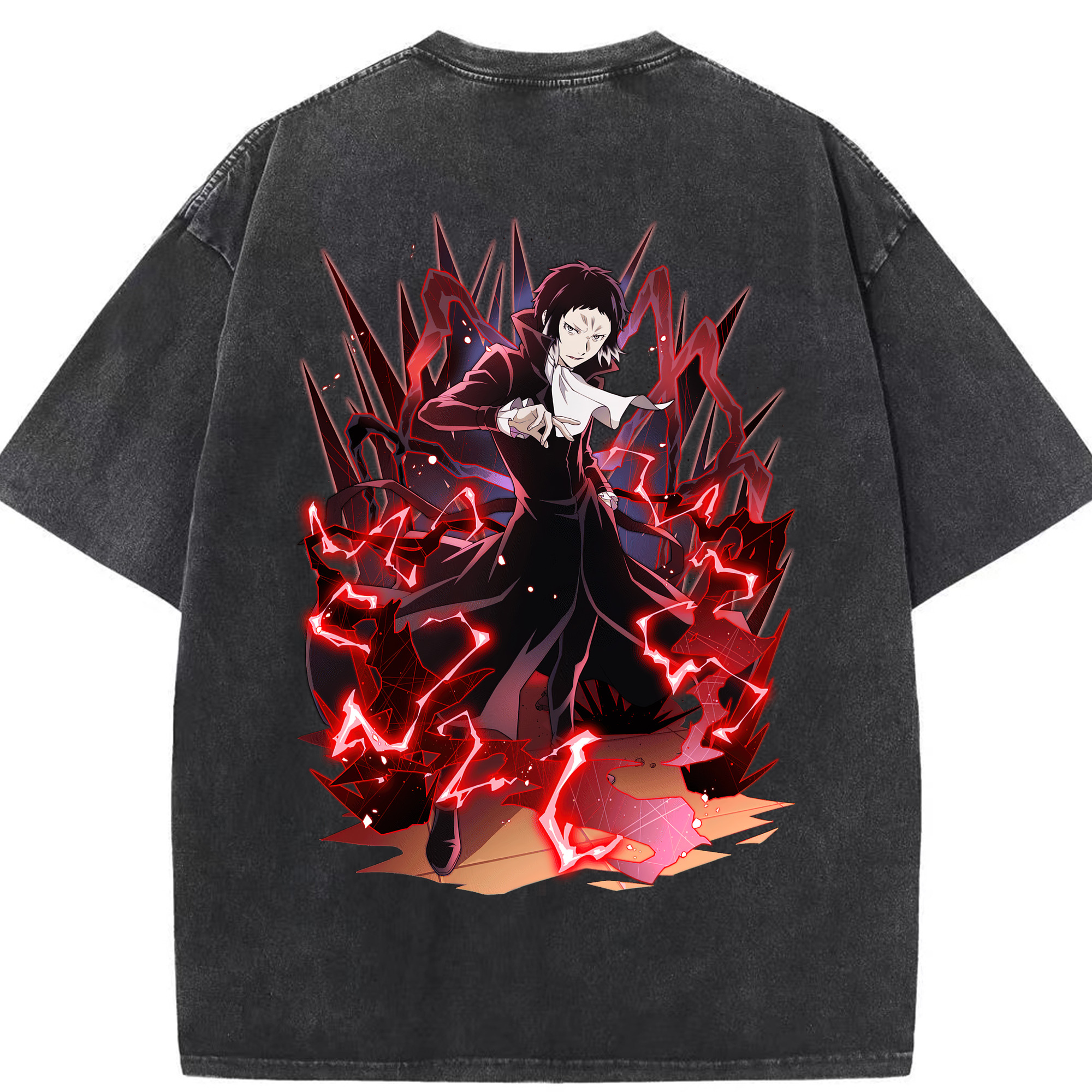 （画像用） 文豪ストレイドッグス Bungo Stray Dogs 綿100% ヴィンテージ風 半袖Tシャツ（背面プリント）