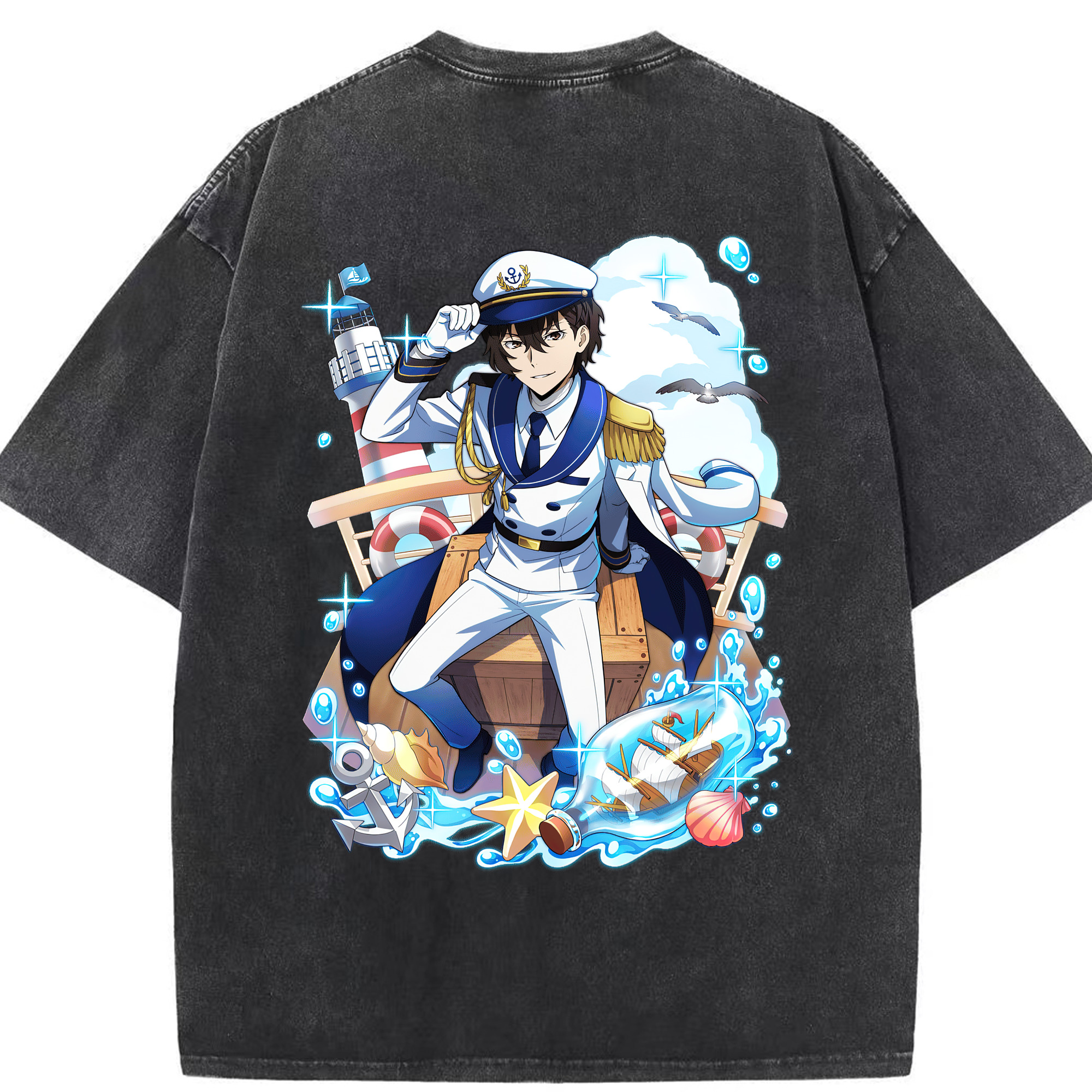 （画像用） 文豪ストレイドッグス Bungo Stray Dogs 綿100% ヴィンテージ風 半袖Tシャツ（背面プリント）