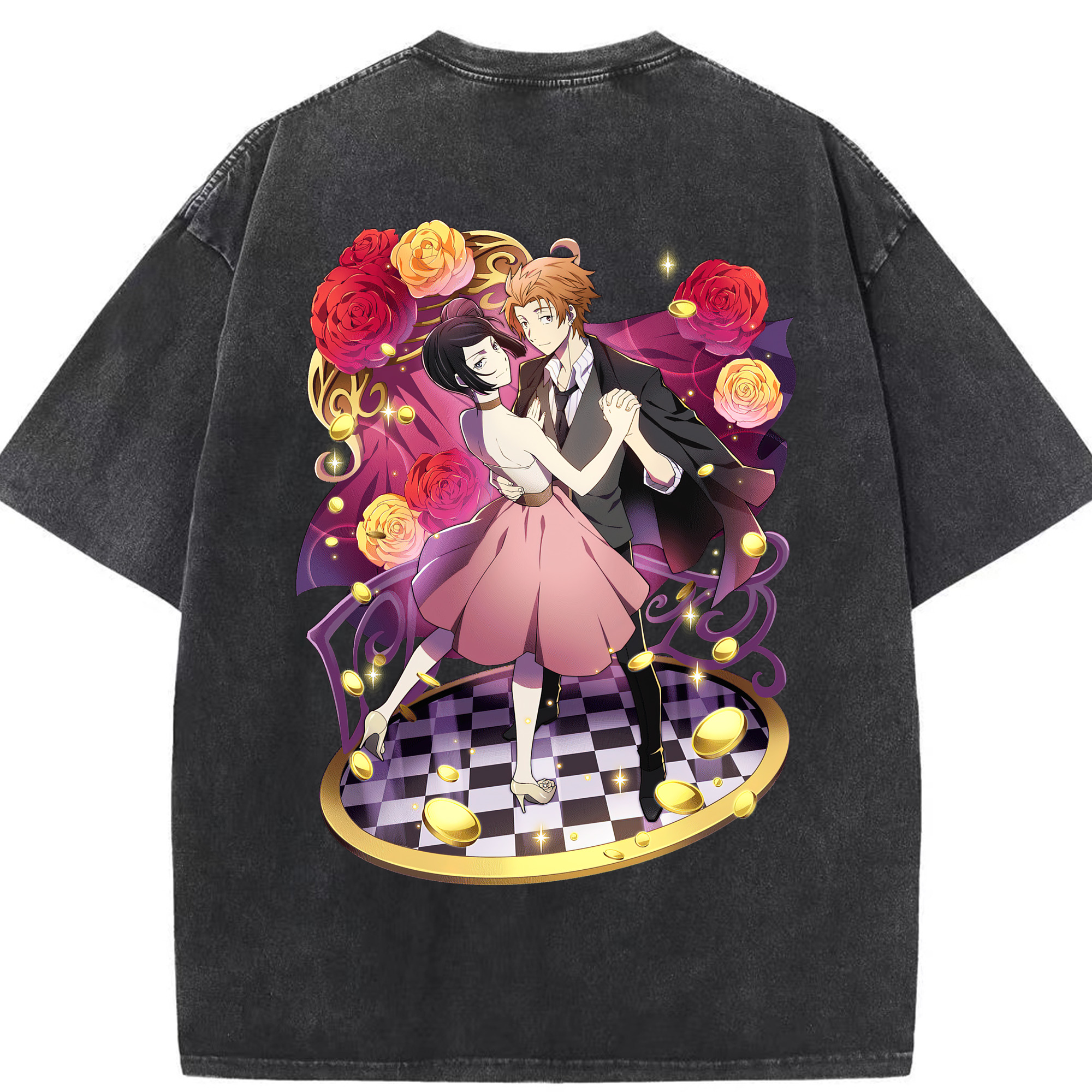 （画像用） 文豪ストレイドッグス Bungo Stray Dogs 綿100% ヴィンテージ風 半袖Tシャツ（背面プリント）