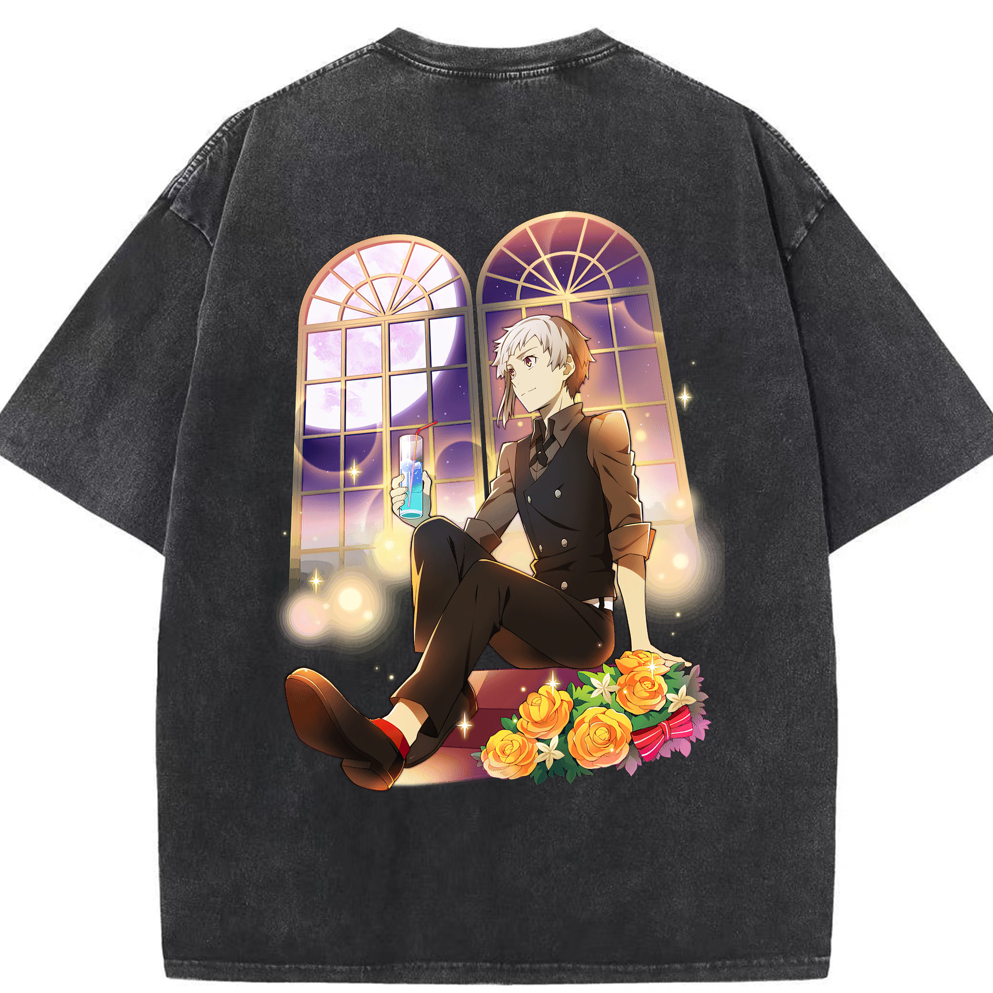 （画像用） 文豪ストレイドッグス Bungo Stray Dogs 綿100% ヴィンテージ風 半袖Tシャツ（背面プリント）