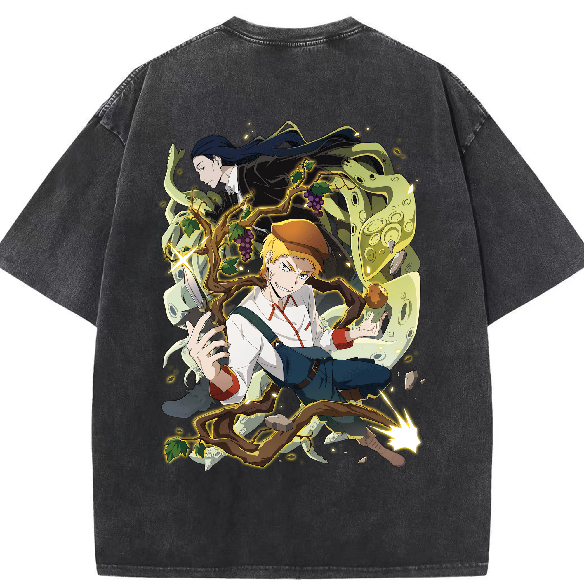 （画像用） 文豪ストレイドッグス Bungo Stray Dogs 綿100% ヴィンテージ風 半袖Tシャツ（背面プリント）