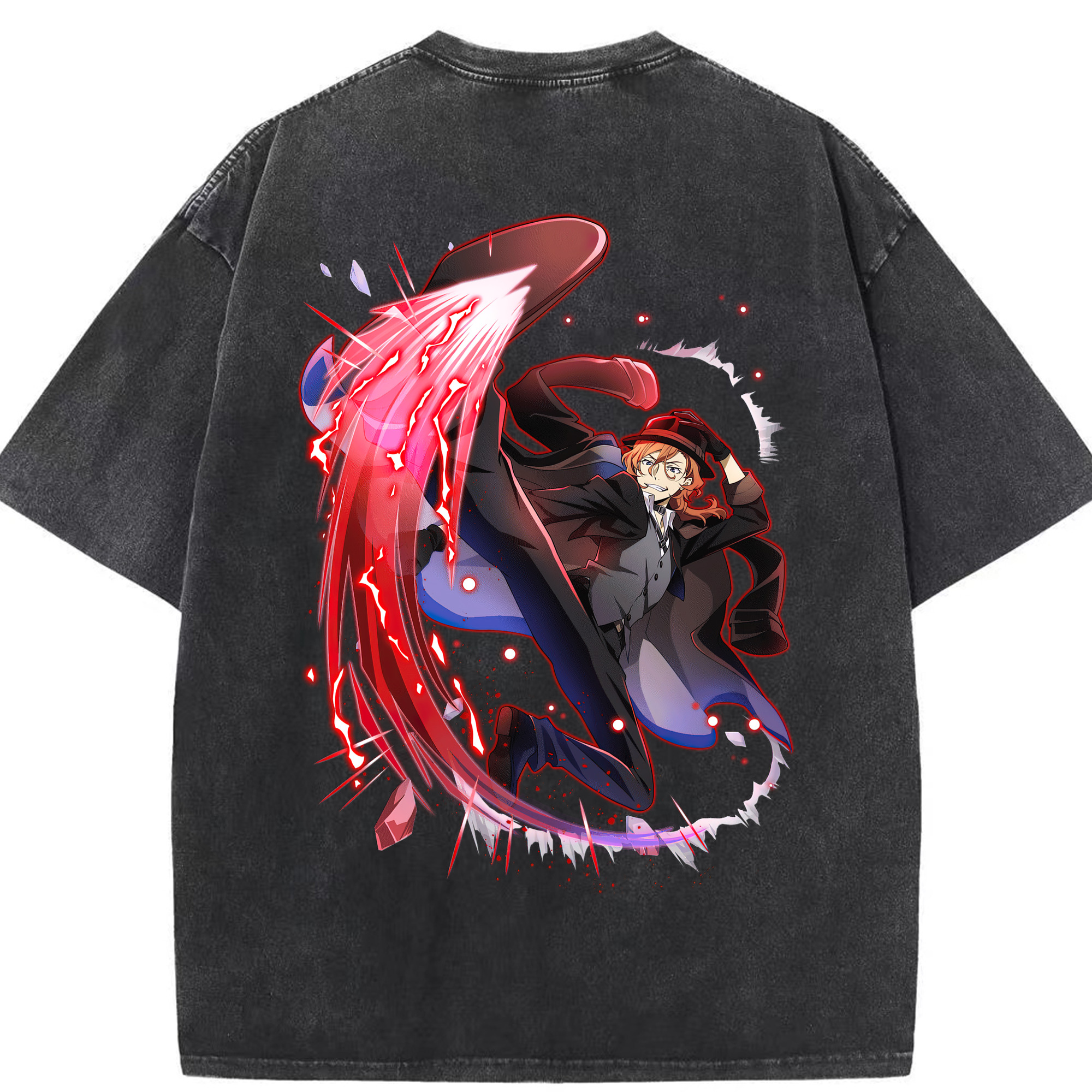 （画像用） 文豪ストレイドッグス Bungo Stray Dogs 綿100% ヴィンテージ風 半袖Tシャツ（背面プリント）