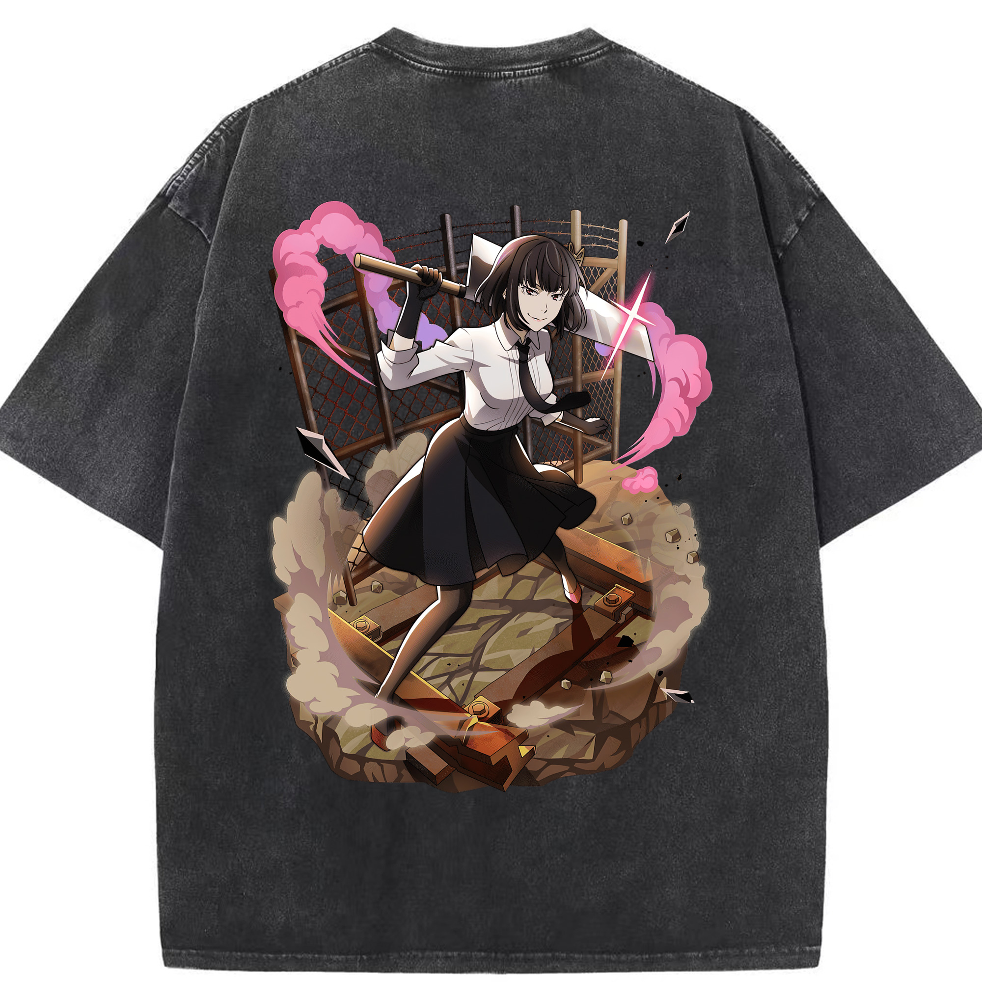 （画像用） 文豪ストレイドッグス Bungo Stray Dogs 綿100% ヴィンテージ風 半袖Tシャツ（背面プリント）