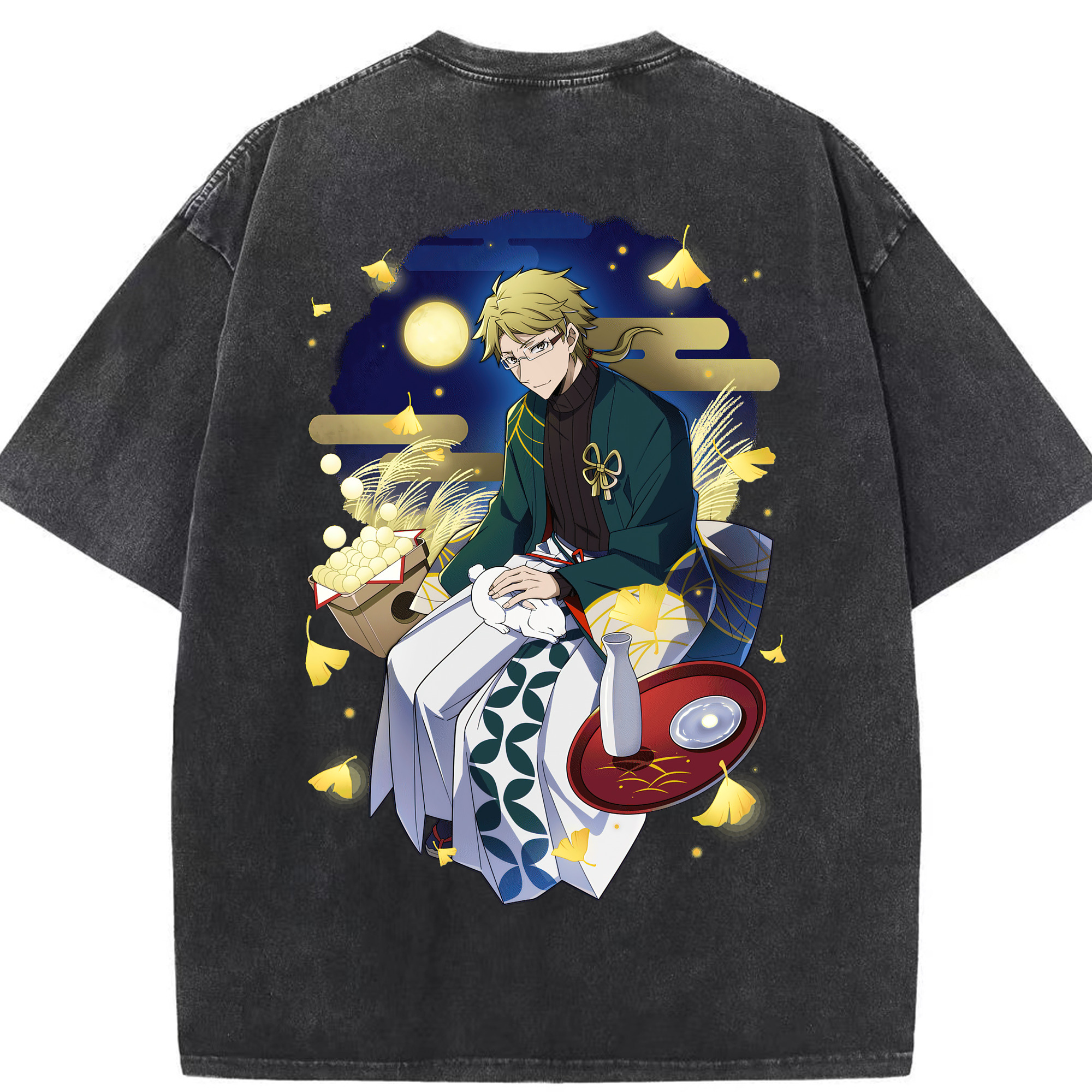 （画像用） 文豪ストレイドッグス Bungo Stray Dogs 綿100% ヴィンテージ風 半袖Tシャツ（背面プリント）