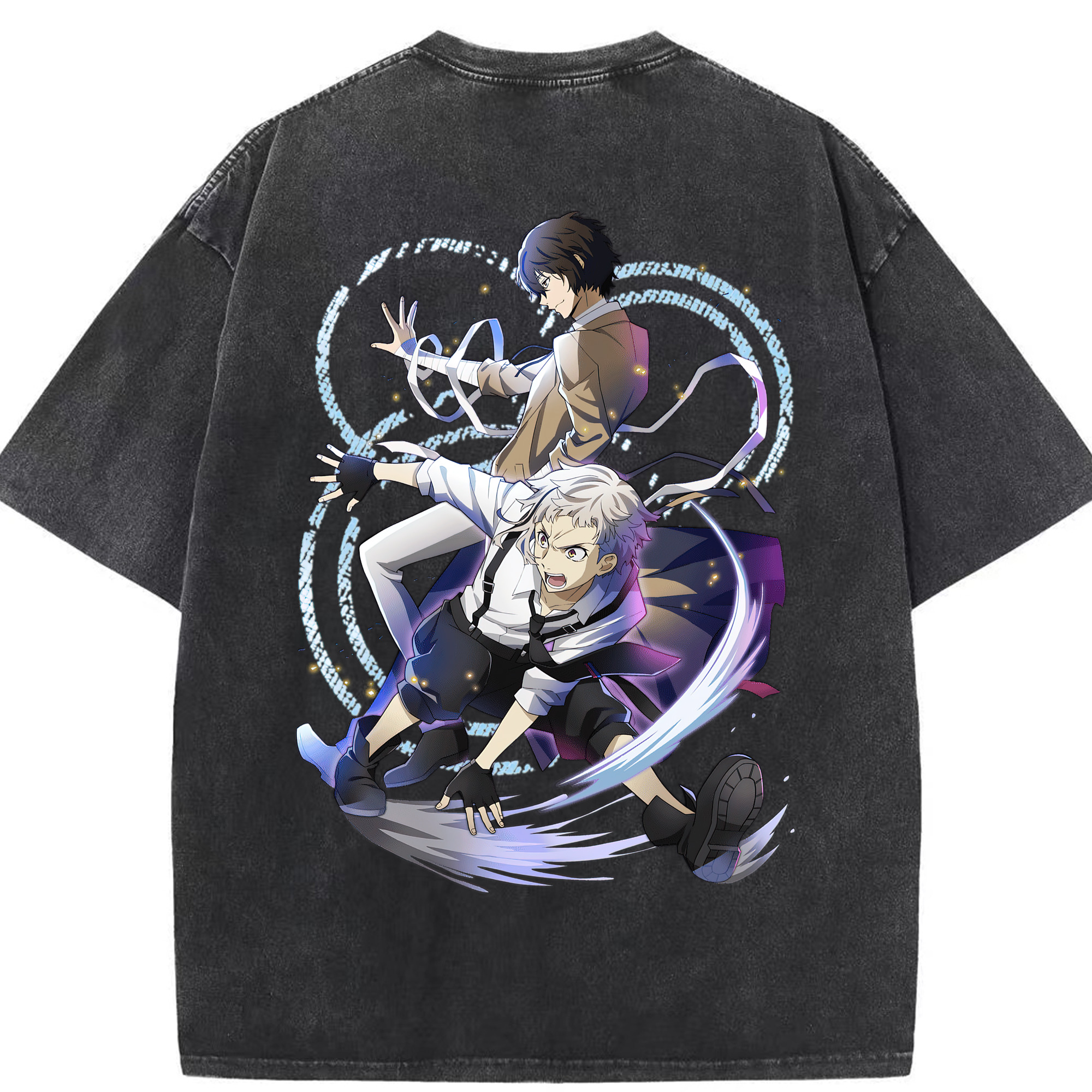 （画像用） 文豪ストレイドッグス Bungo Stray Dogs 綿100% ヴィンテージ風 半袖Tシャツ（背面プリント）