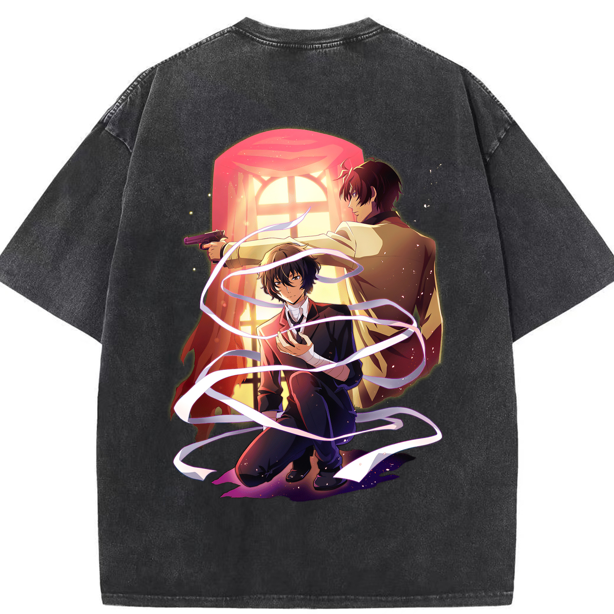 （画像用） 文豪ストレイドッグス Bungo Stray Dogs 綿100% ヴィンテージ風 半袖Tシャツ（背面プリント）