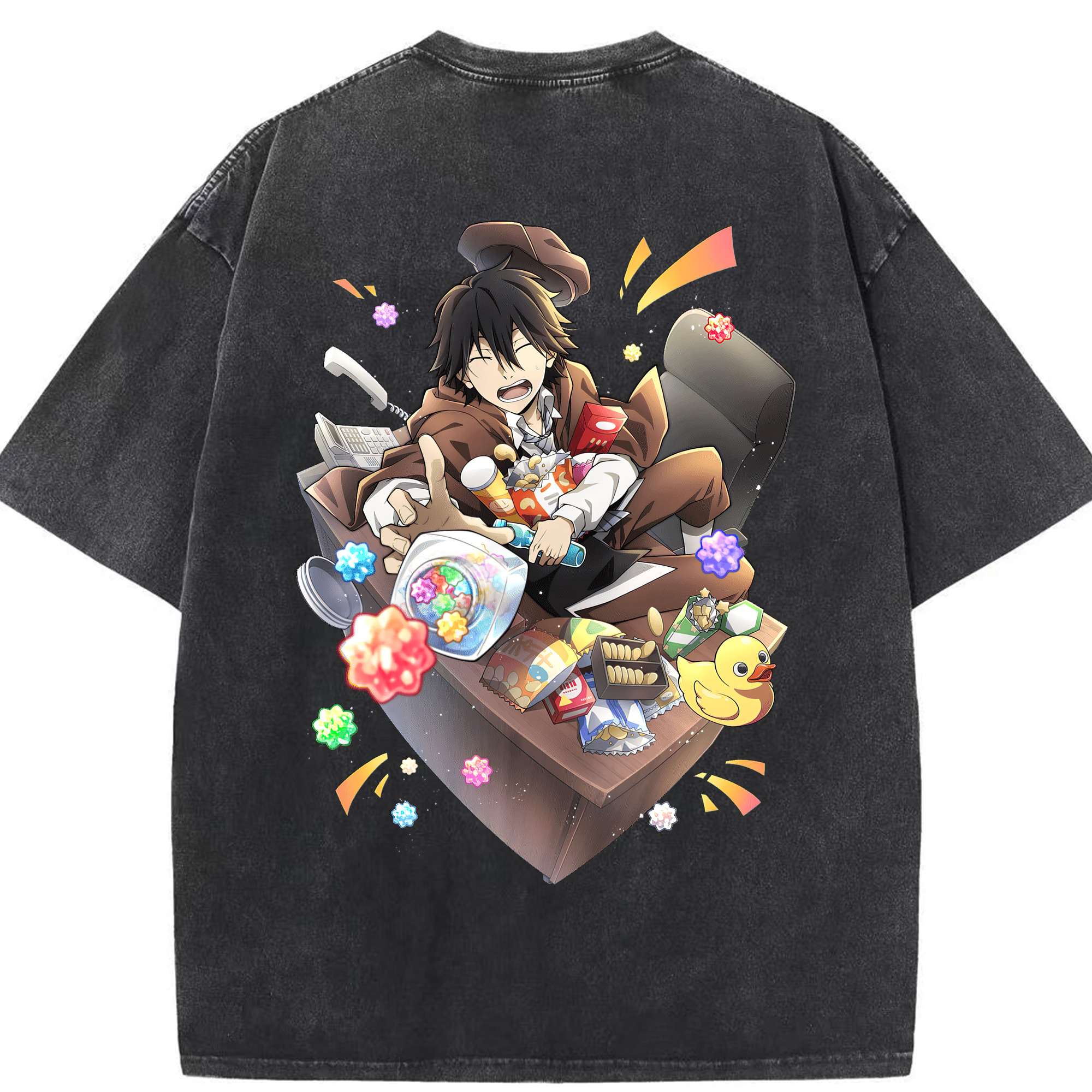 （画像用） 文豪ストレイドッグス Bungo Stray Dogs 綿100% ヴィンテージ風 半袖Tシャツ（背面プリント）
