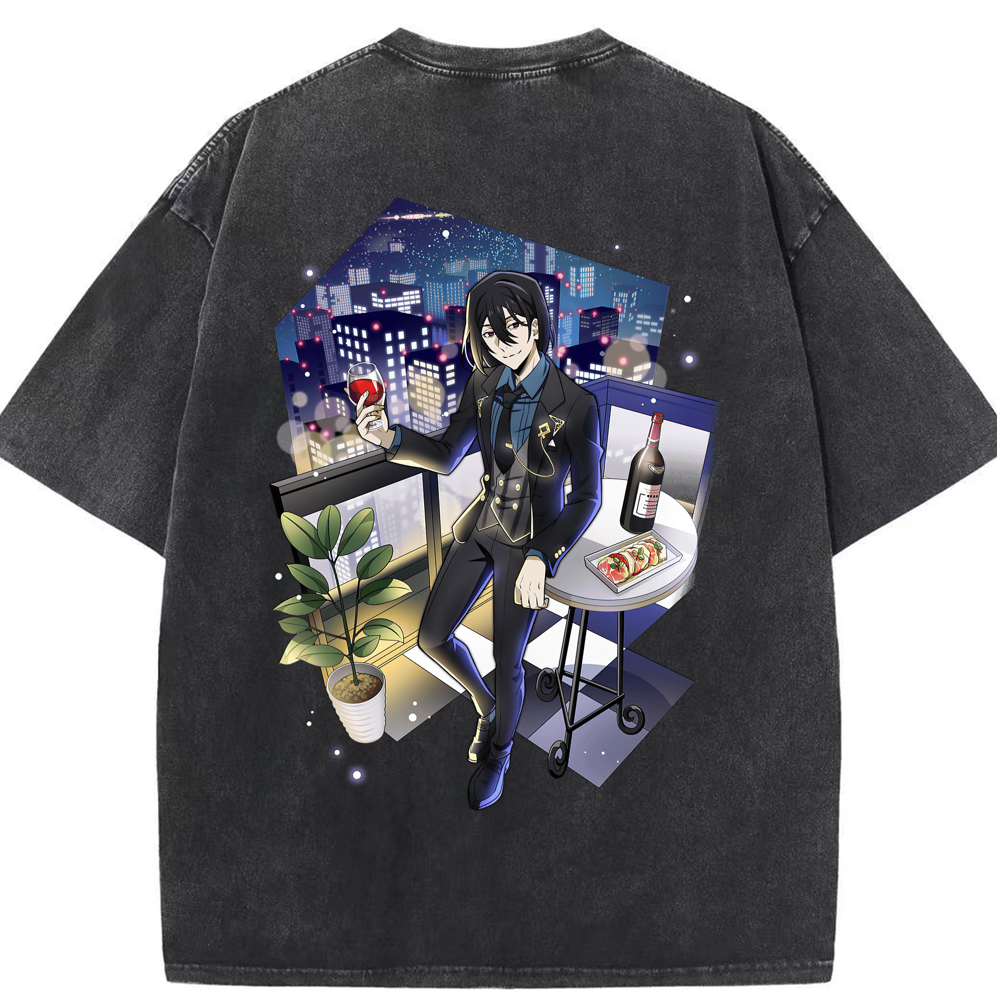 （画像用） 文豪ストレイドッグス Bungo Stray Dogs 綿100% ヴィンテージ風 半袖Tシャツ（背面プリント）