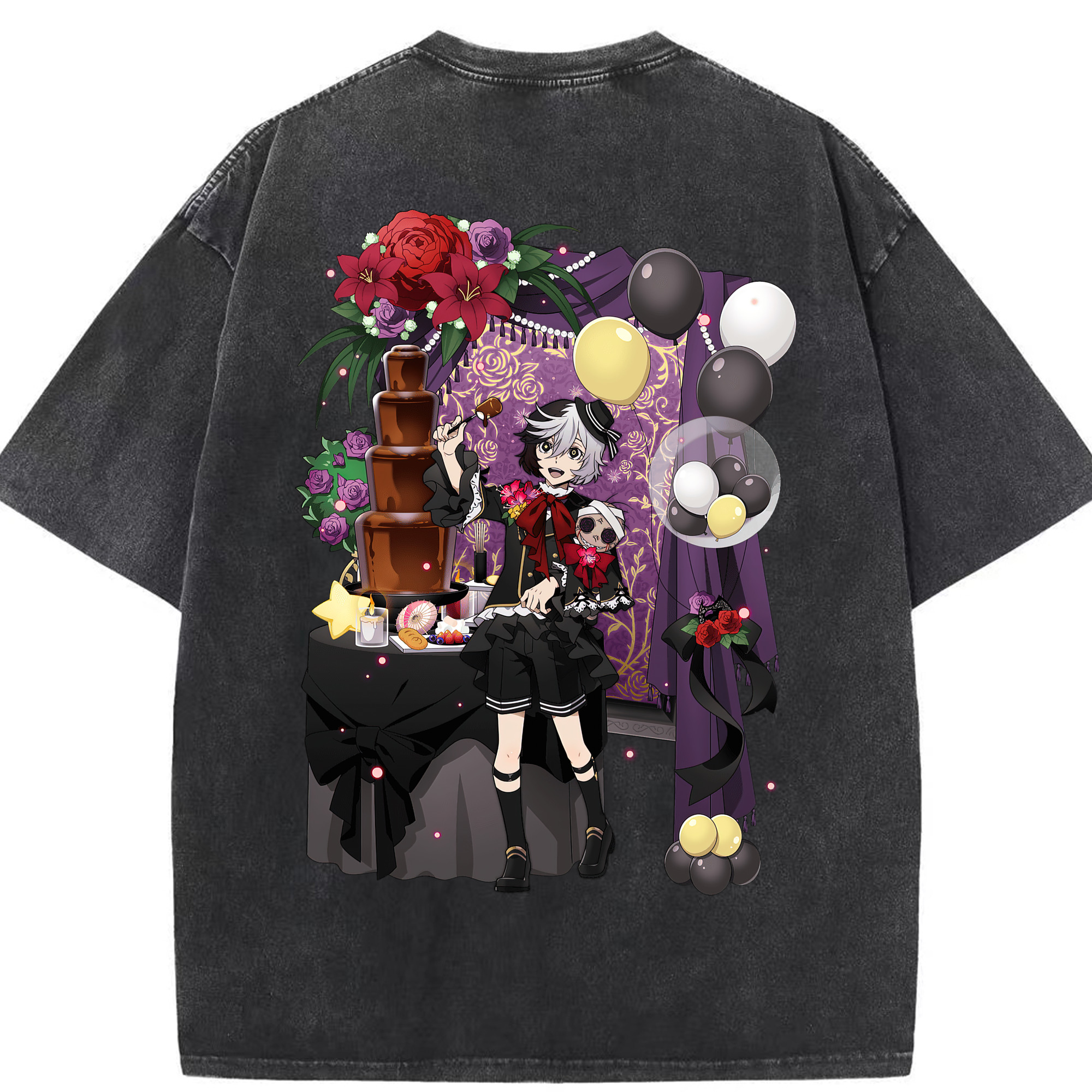 （画像用） 文豪ストレイドッグス Bungo Stray Dogs 綿100% ヴィンテージ風 半袖Tシャツ（背面プリント）