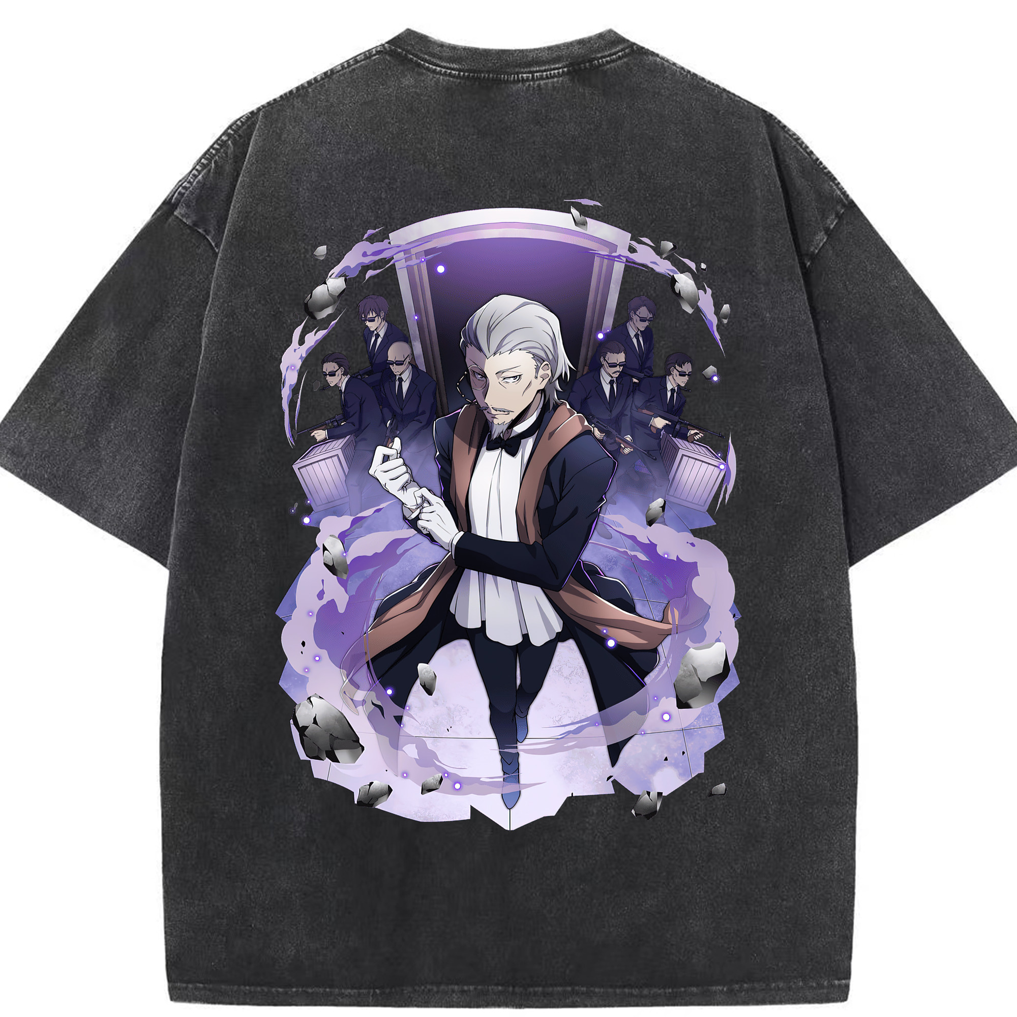 （画像用） 文豪ストレイドッグス Bungo Stray Dogs 綿100% ヴィンテージ風 半袖Tシャツ（背面プリント）