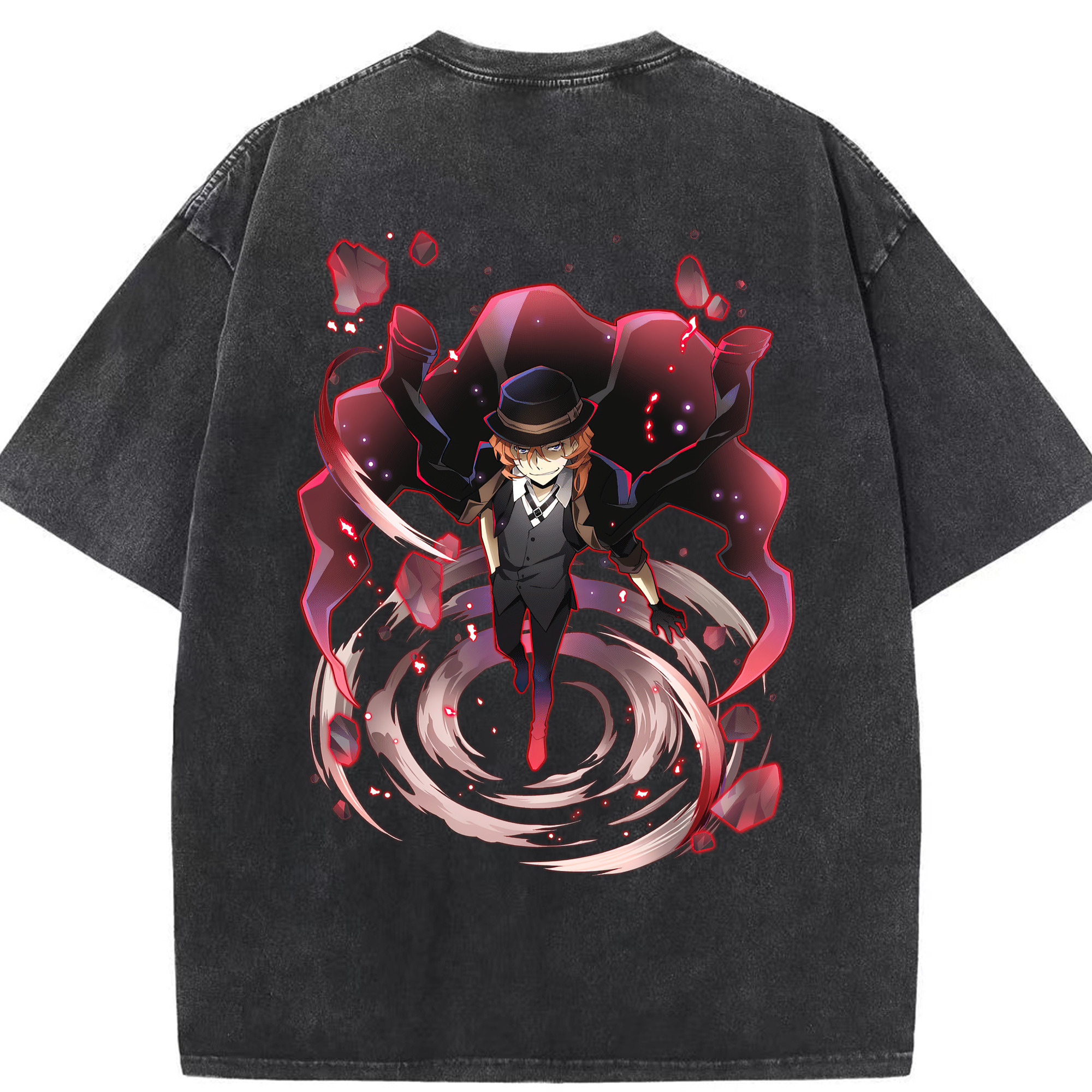 （画像用） 文豪ストレイドッグス Bungo Stray Dogs 綿100% ヴィンテージ風 半袖Tシャツ（背面プリント）