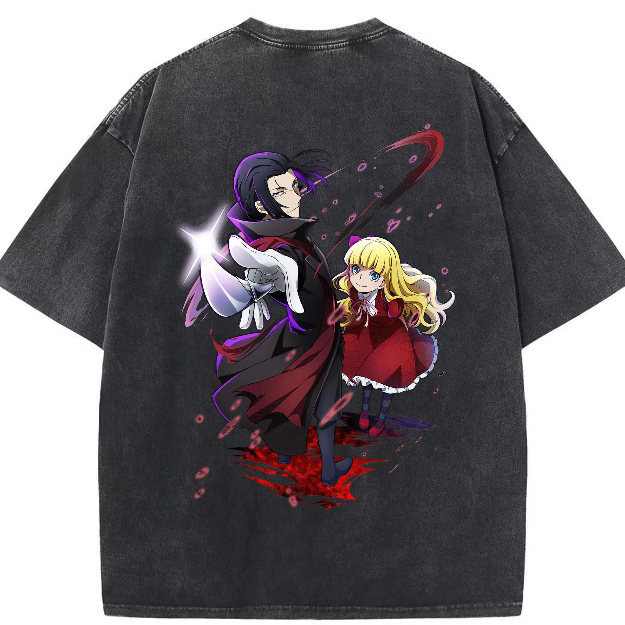 （画像用） 文豪ストレイドッグス Bungo Stray Dogs 綿100% ヴィンテージ風 半袖Tシャツ（背面プリント）