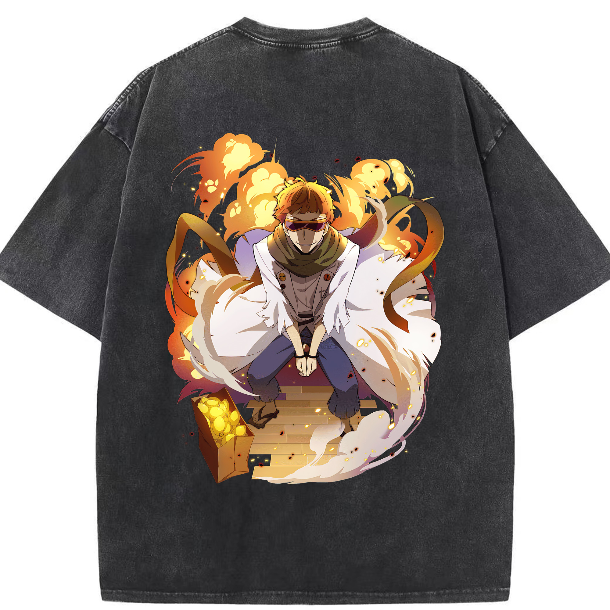 （画像用） 文豪ストレイドッグス Bungo Stray Dogs 綿100% ヴィンテージ風 半袖Tシャツ（背面プリント）