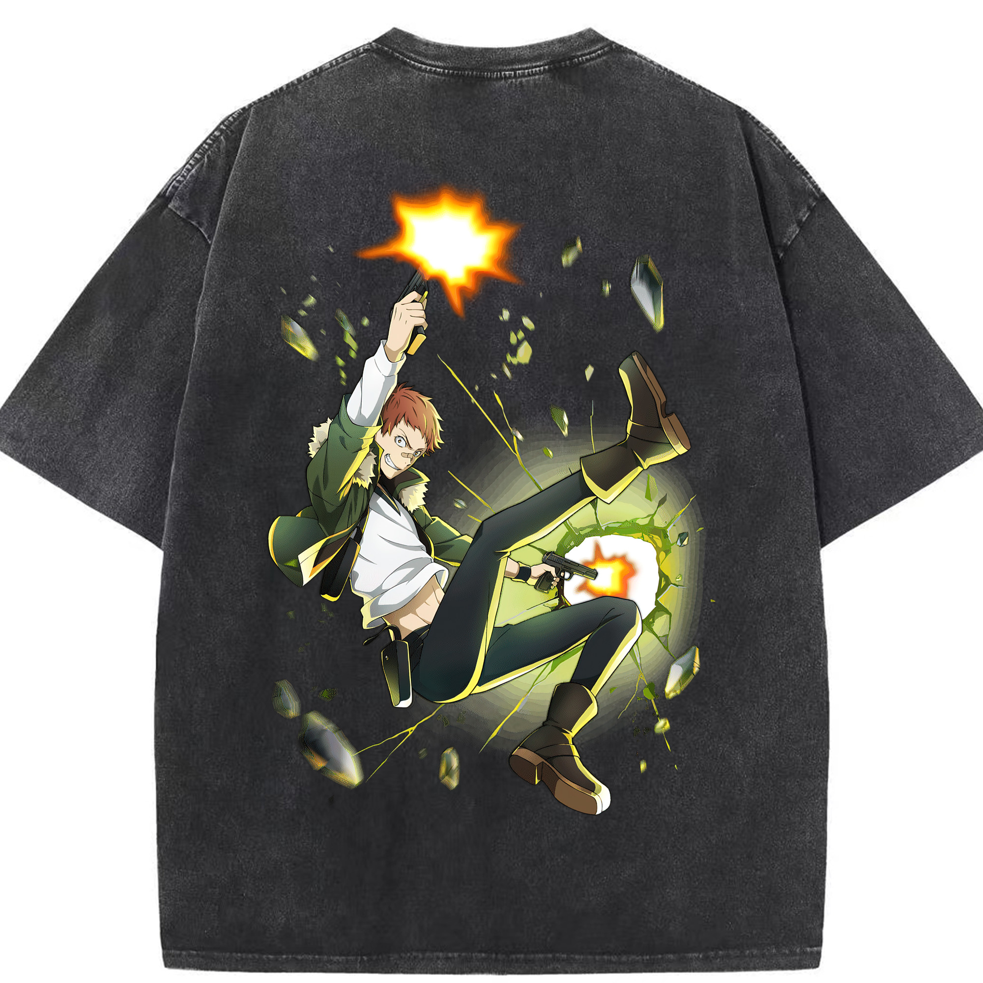 （画像用） 文豪ストレイドッグス Bungo Stray Dogs 綿100% ヴィンテージ風 半袖Tシャツ（背面プリント）
