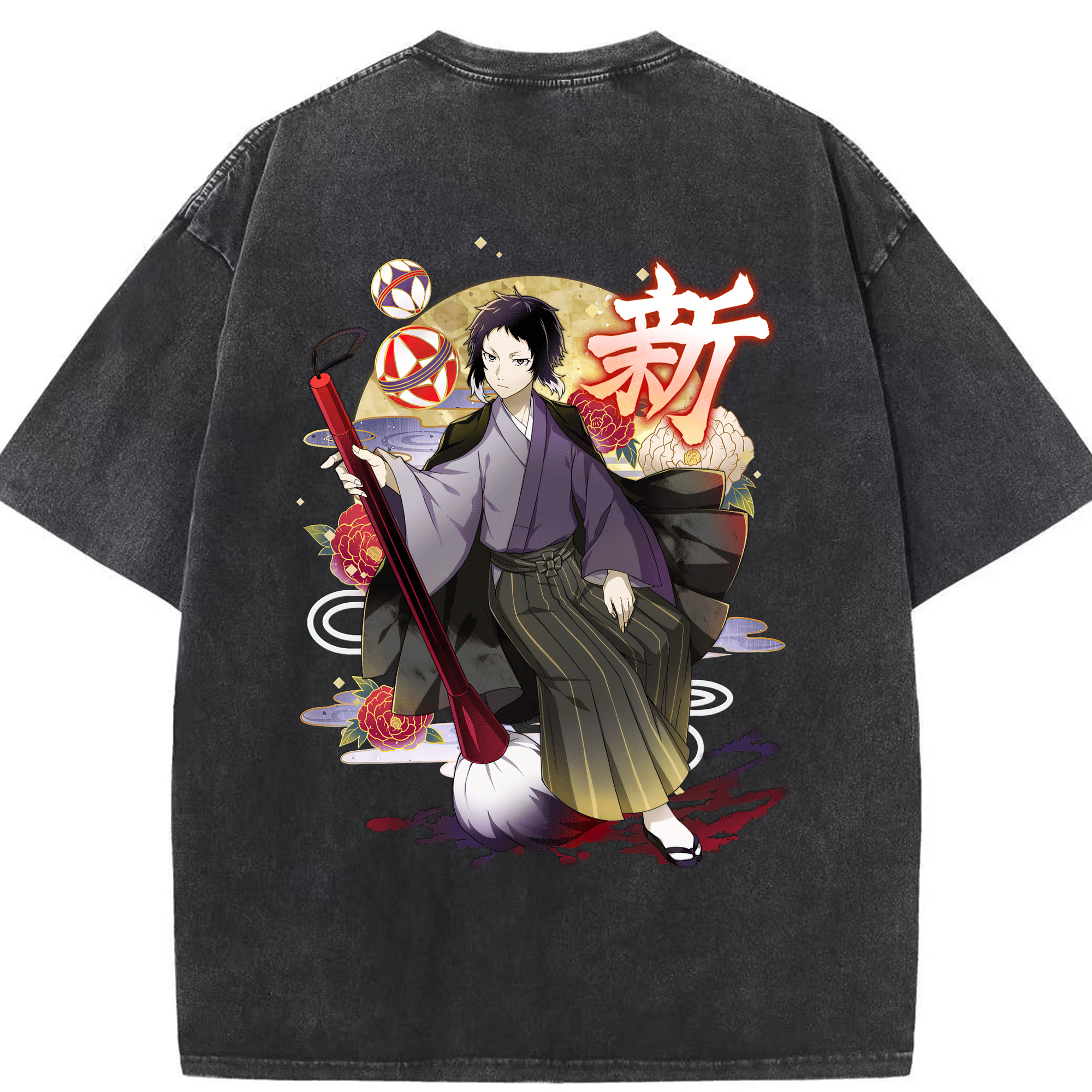 （画像用） 文豪ストレイドッグス Bungo Stray Dogs 綿100% ヴィンテージ風 半袖Tシャツ（背面プリント）