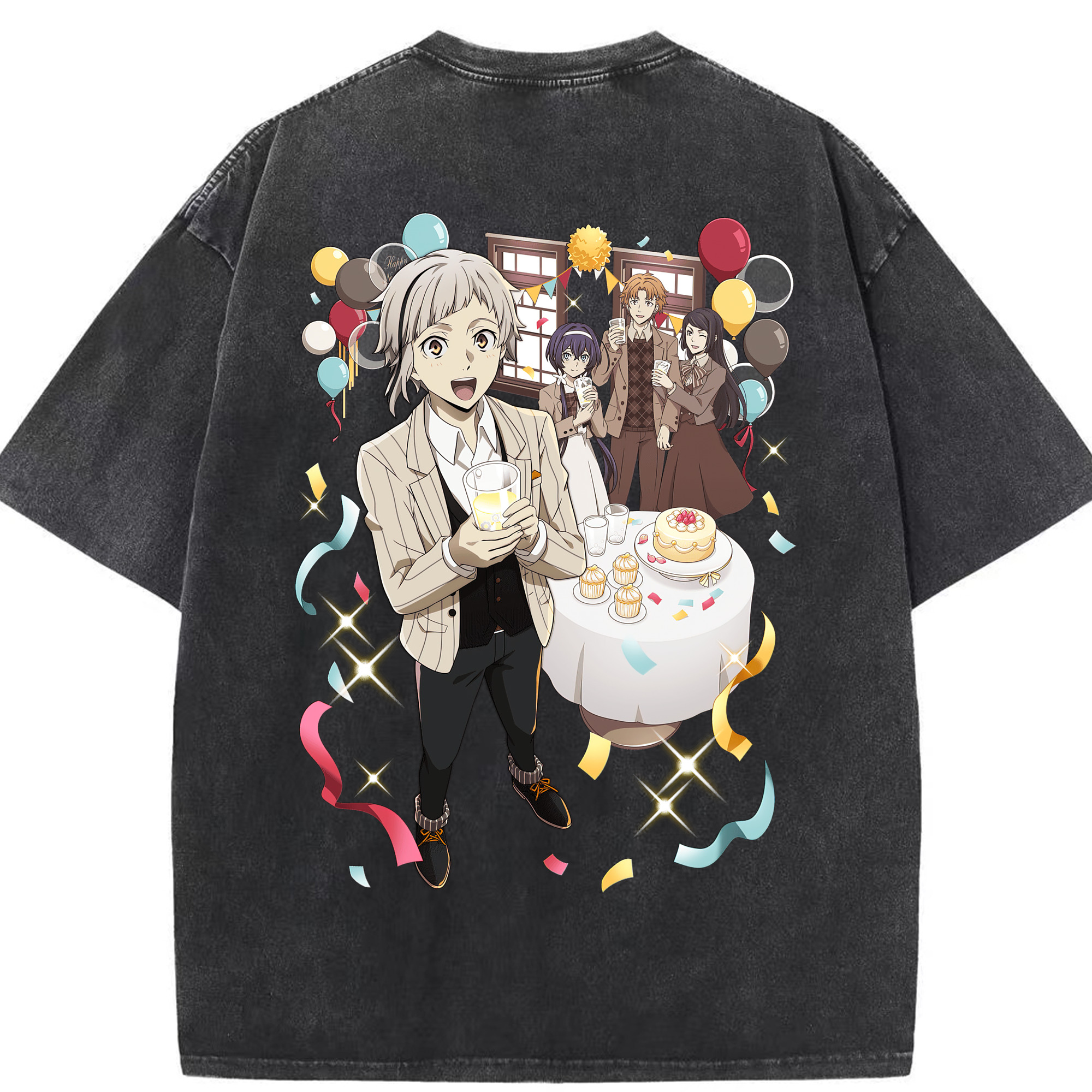 （画像用） 文豪ストレイドッグス Bungo Stray Dogs 綿100% ヴィンテージ風 半袖Tシャツ（背面プリント）