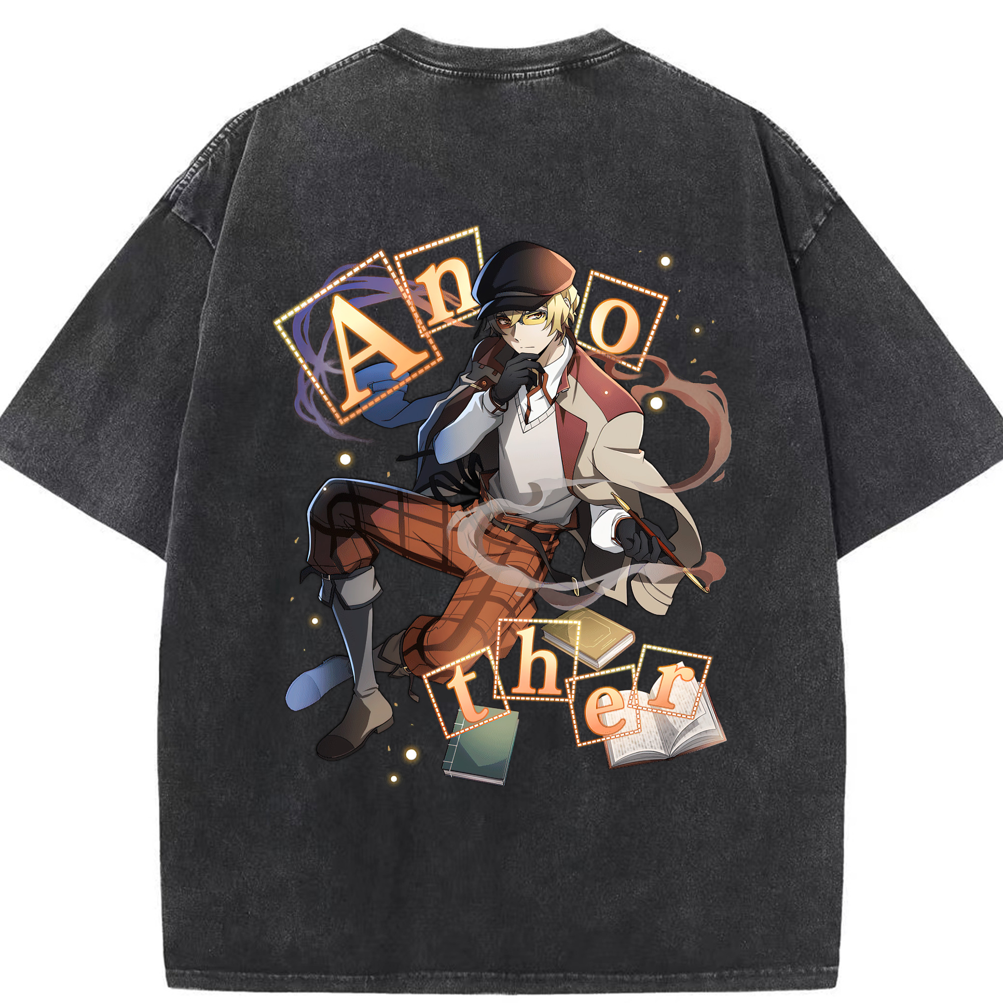（画像用） 文豪ストレイドッグス Bungo Stray Dogs 綿100% ヴィンテージ風 半袖Tシャツ（背面プリント）