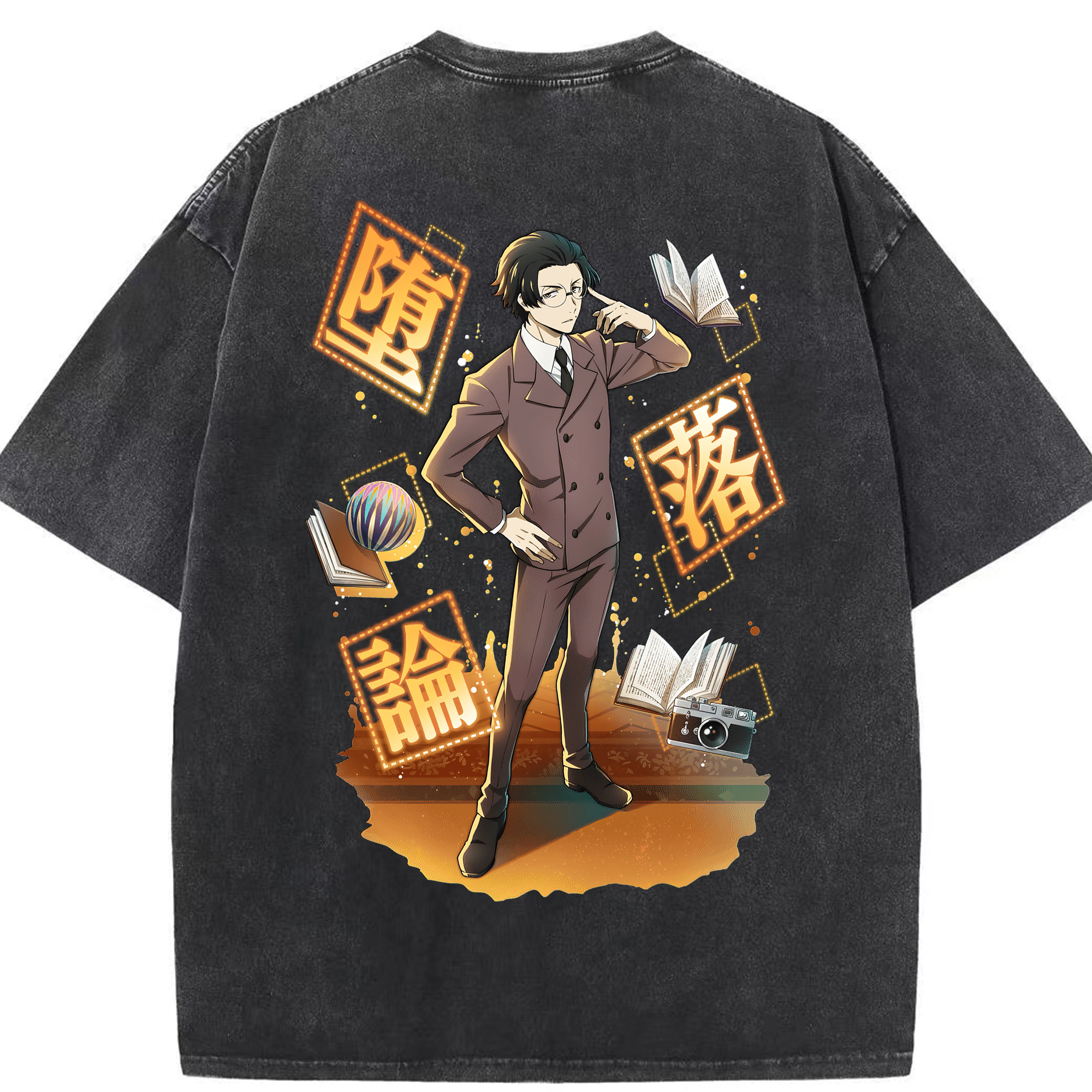 （画像用） 文豪ストレイドッグス Bungo Stray Dogs 綿100% ヴィンテージ風 半袖Tシャツ（背面プリント）
