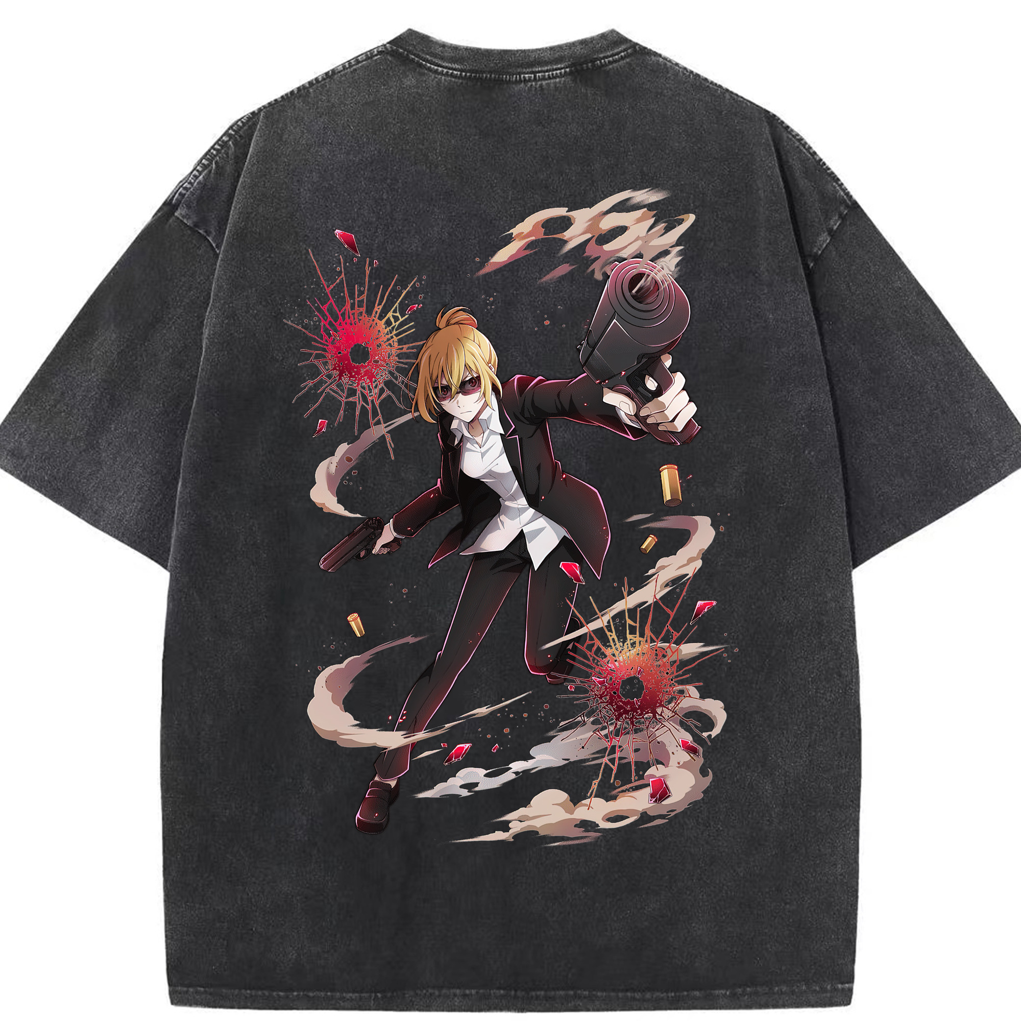 （画像用） 文豪ストレイドッグス Bungo Stray Dogs 綿100% ヴィンテージ風 半袖Tシャツ（背面プリント）