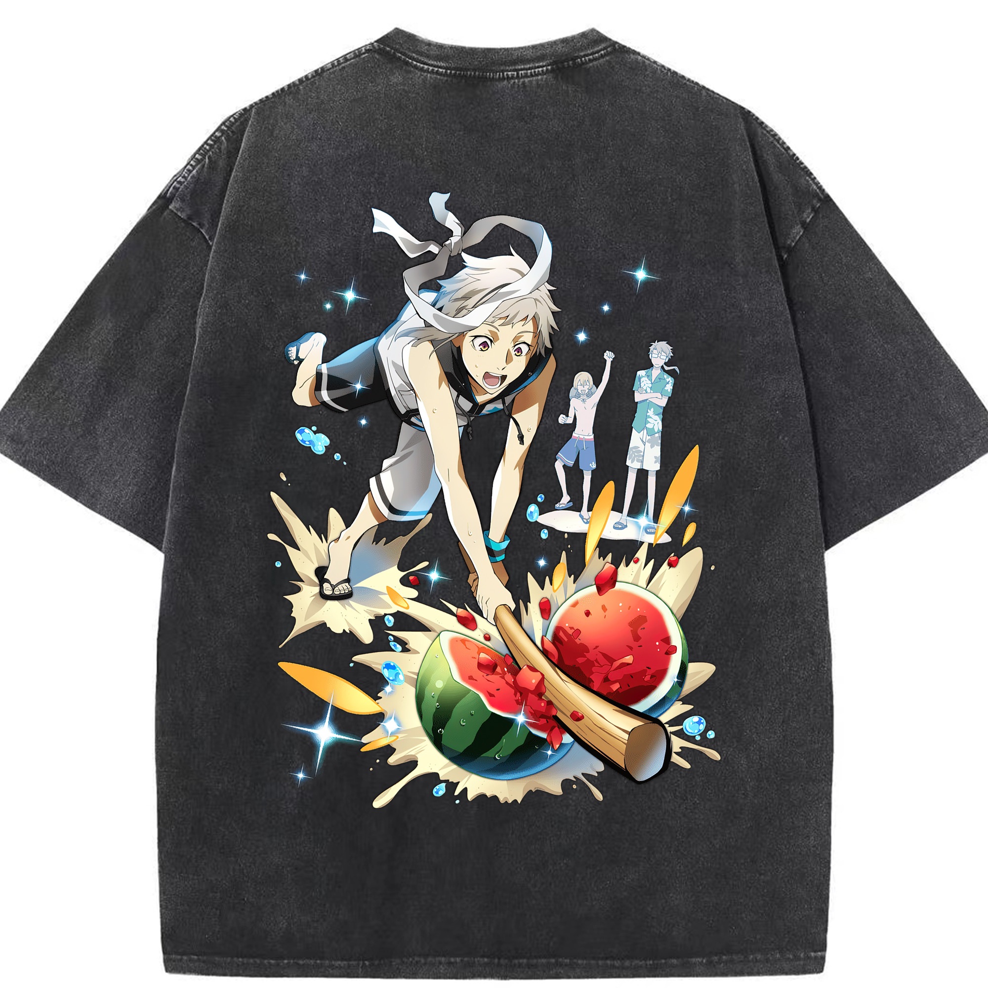 （画像用） 文豪ストレイドッグス Bungo Stray Dogs 綿100% ヴィンテージ風 半袖Tシャツ（背面プリント）