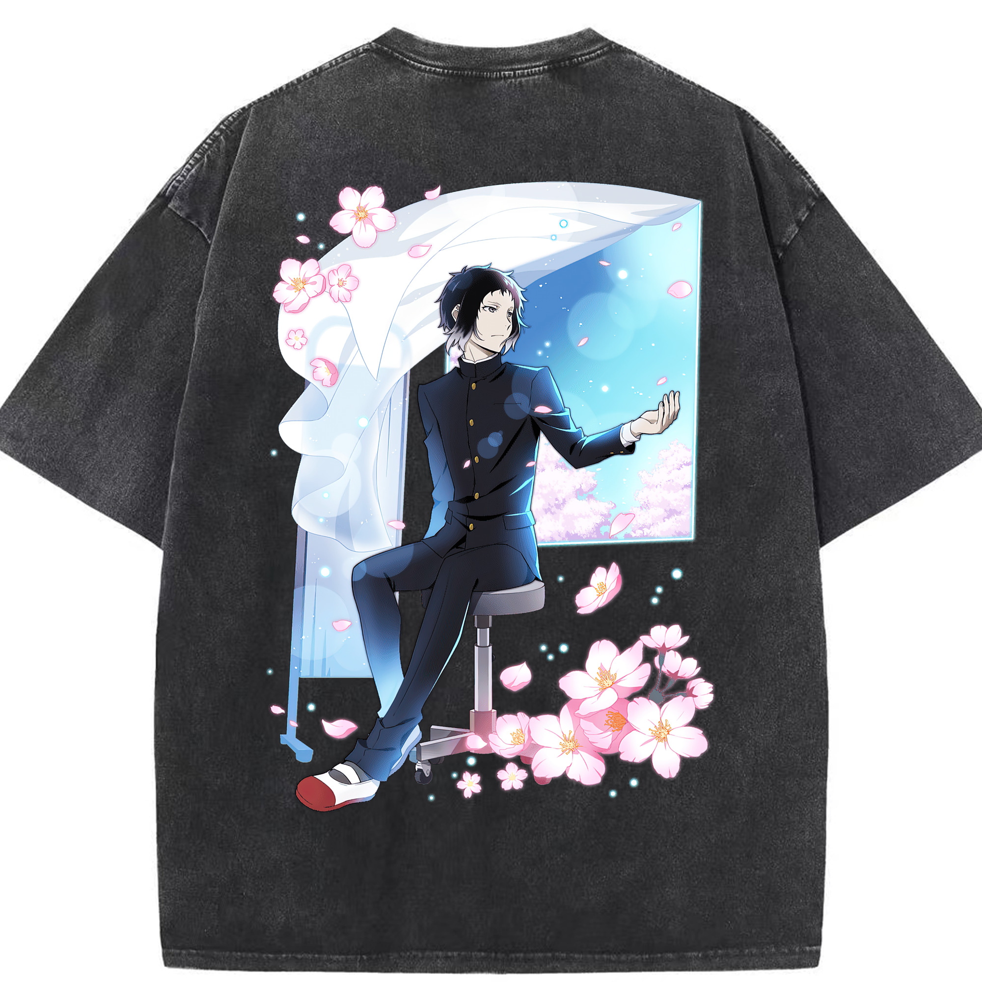 （画像用） 文豪ストレイドッグス Bungo Stray Dogs 綿100% ヴィンテージ風 半袖Tシャツ（背面プリント）
