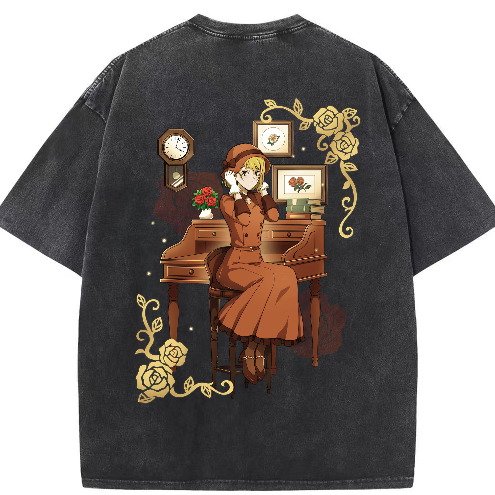（画像用） 文豪ストレイドッグス Bungo Stray Dogs 綿100% ヴィンテージ風 半袖Tシャツ（背面プリント）