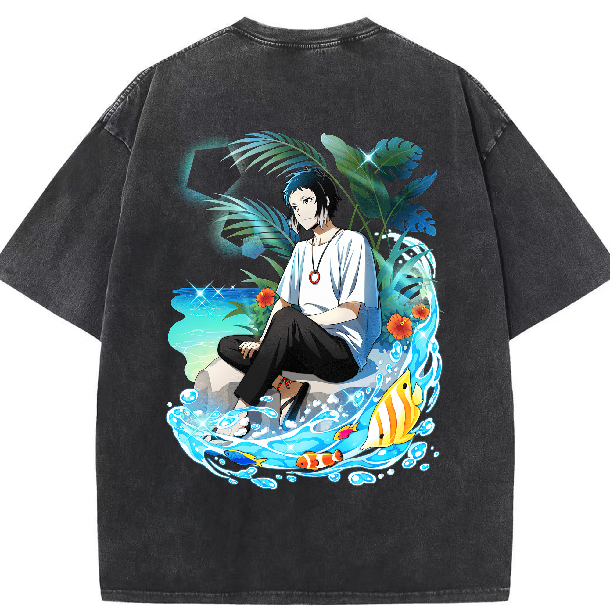 （画像用） 文豪ストレイドッグス Bungo Stray Dogs 綿100% ヴィンテージ風 半袖Tシャツ（背面プリント）
