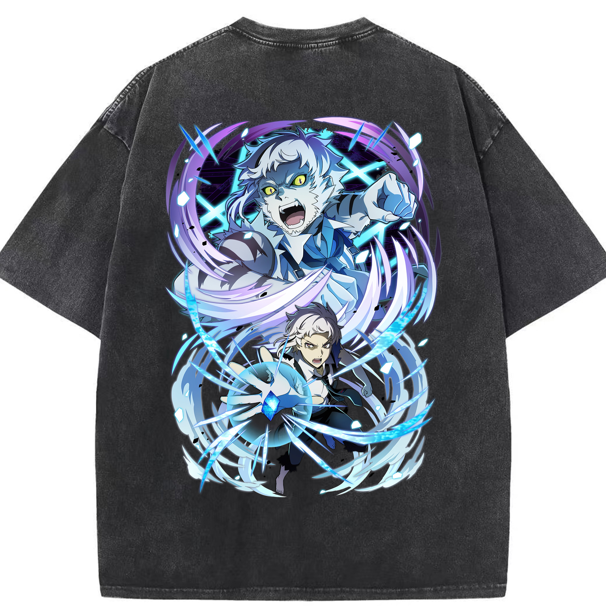 （画像用） 文豪ストレイドッグス Bungo Stray Dogs 綿100% ヴィンテージ風 半袖Tシャツ（背面プリント）
