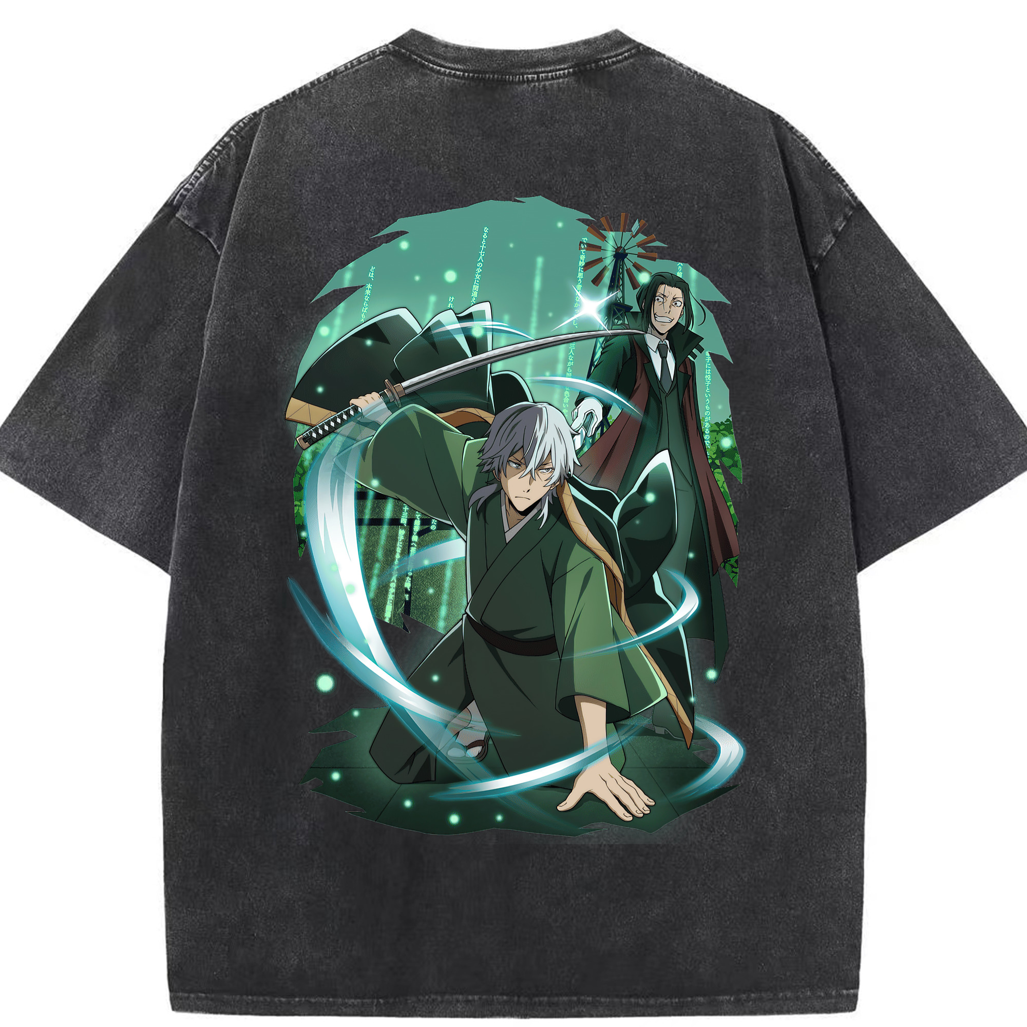 （画像用） 文豪ストレイドッグス Bungo Stray Dogs 綿100% ヴィンテージ風 半袖Tシャツ（背面プリント）