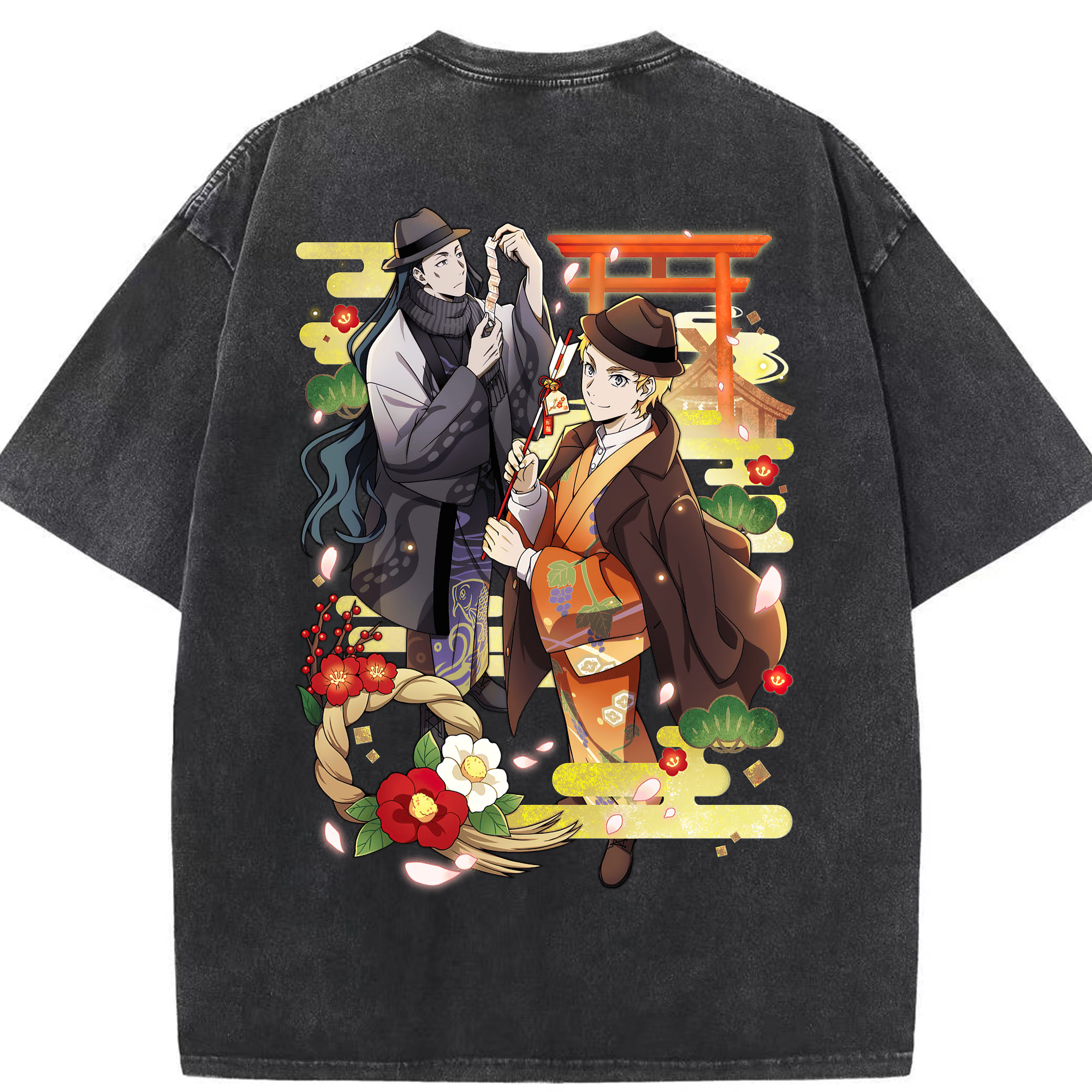 （画像用） 文豪ストレイドッグス Bungo Stray Dogs 綿100% ヴィンテージ風 半袖Tシャツ（背面プリント）