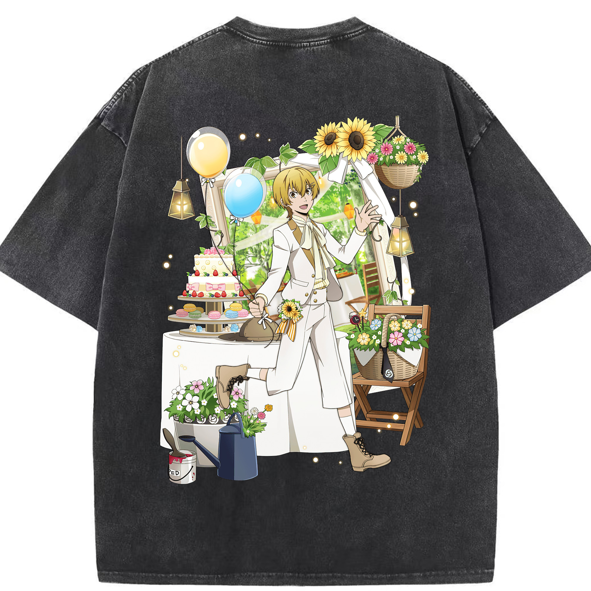 （画像用） 文豪ストレイドッグス Bungo Stray Dogs 綿100% ヴィンテージ風 半袖Tシャツ（背面プリント）