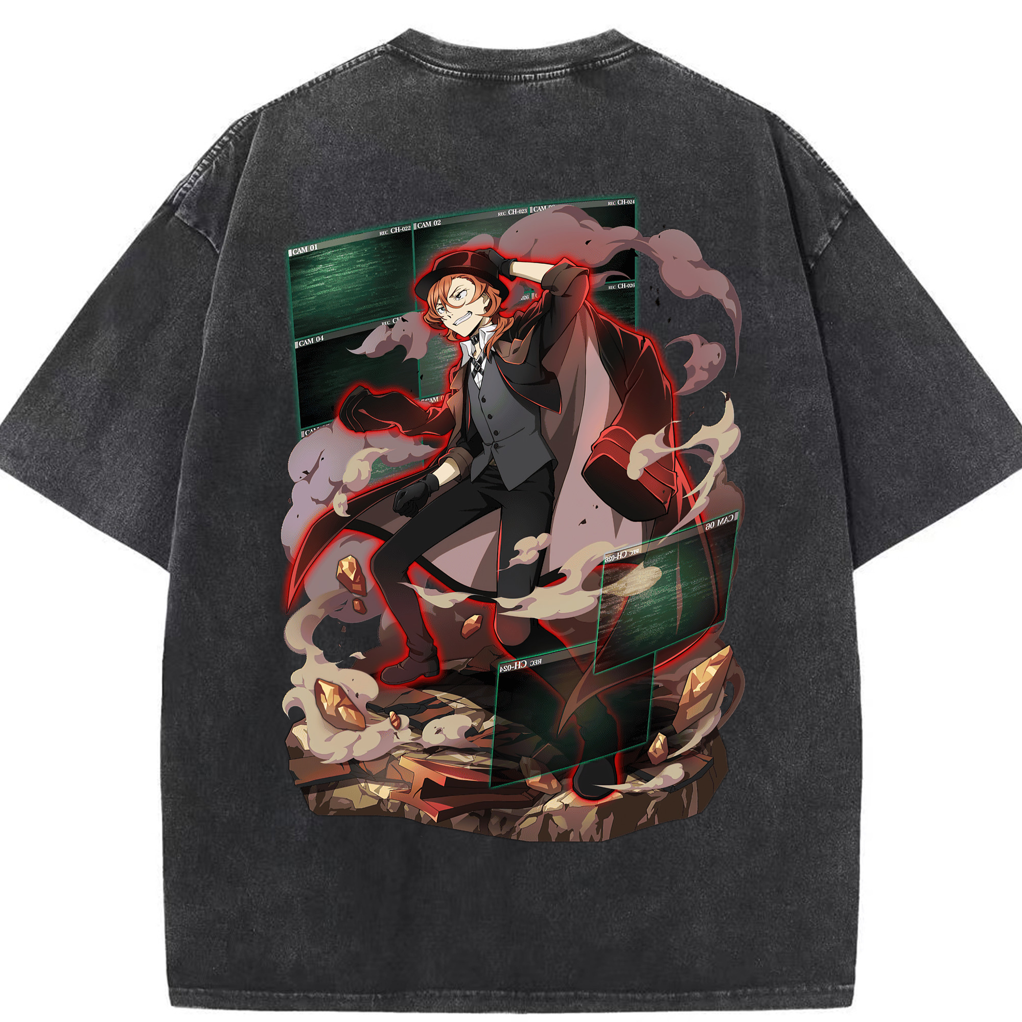 （画像用） 文豪ストレイドッグス Bungo Stray Dogs 綿100% ヴィンテージ風 半袖Tシャツ（背面プリント）