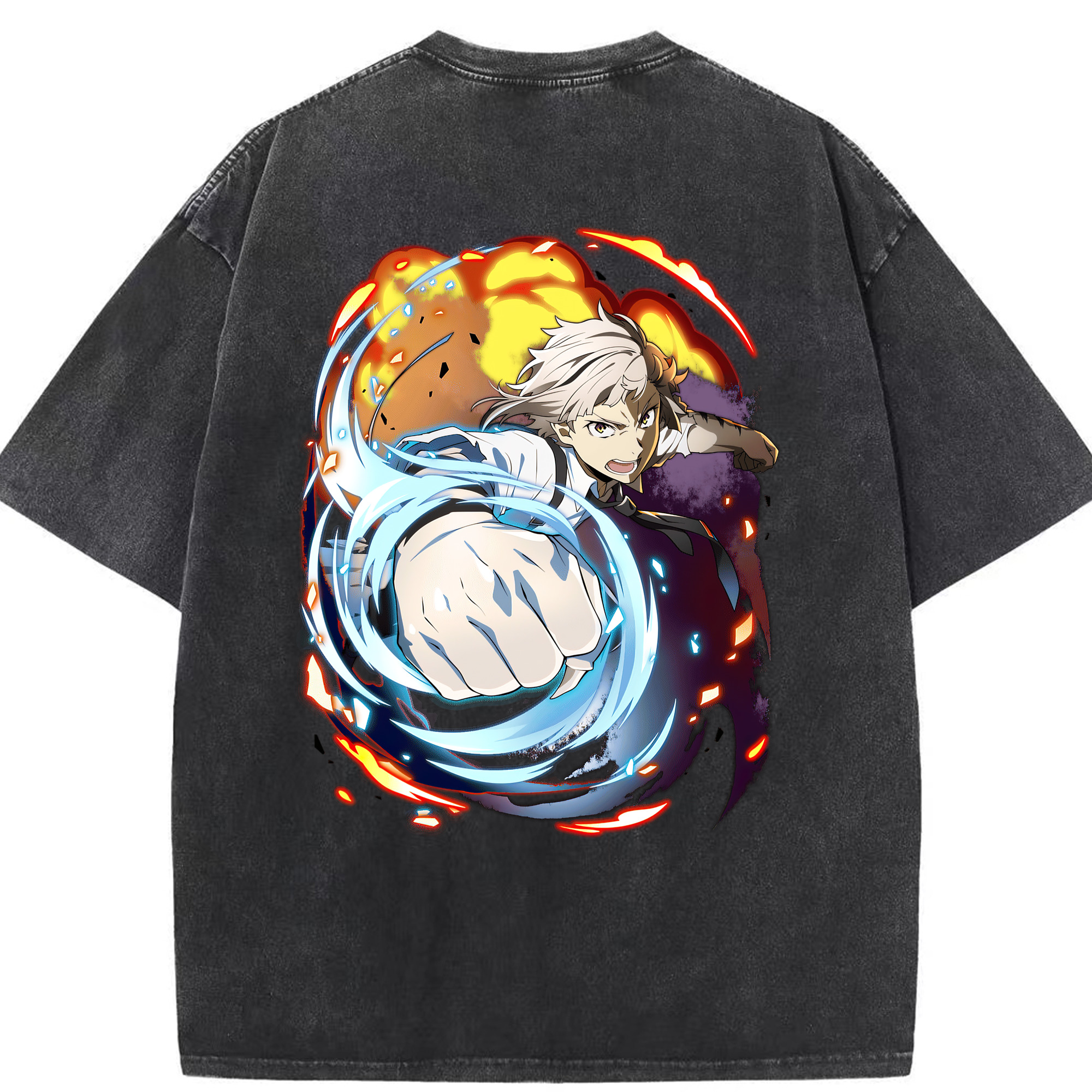 （画像用） 文豪ストレイドッグス Bungo Stray Dogs 綿100% ヴィンテージ風 半袖Tシャツ（背面プリント）