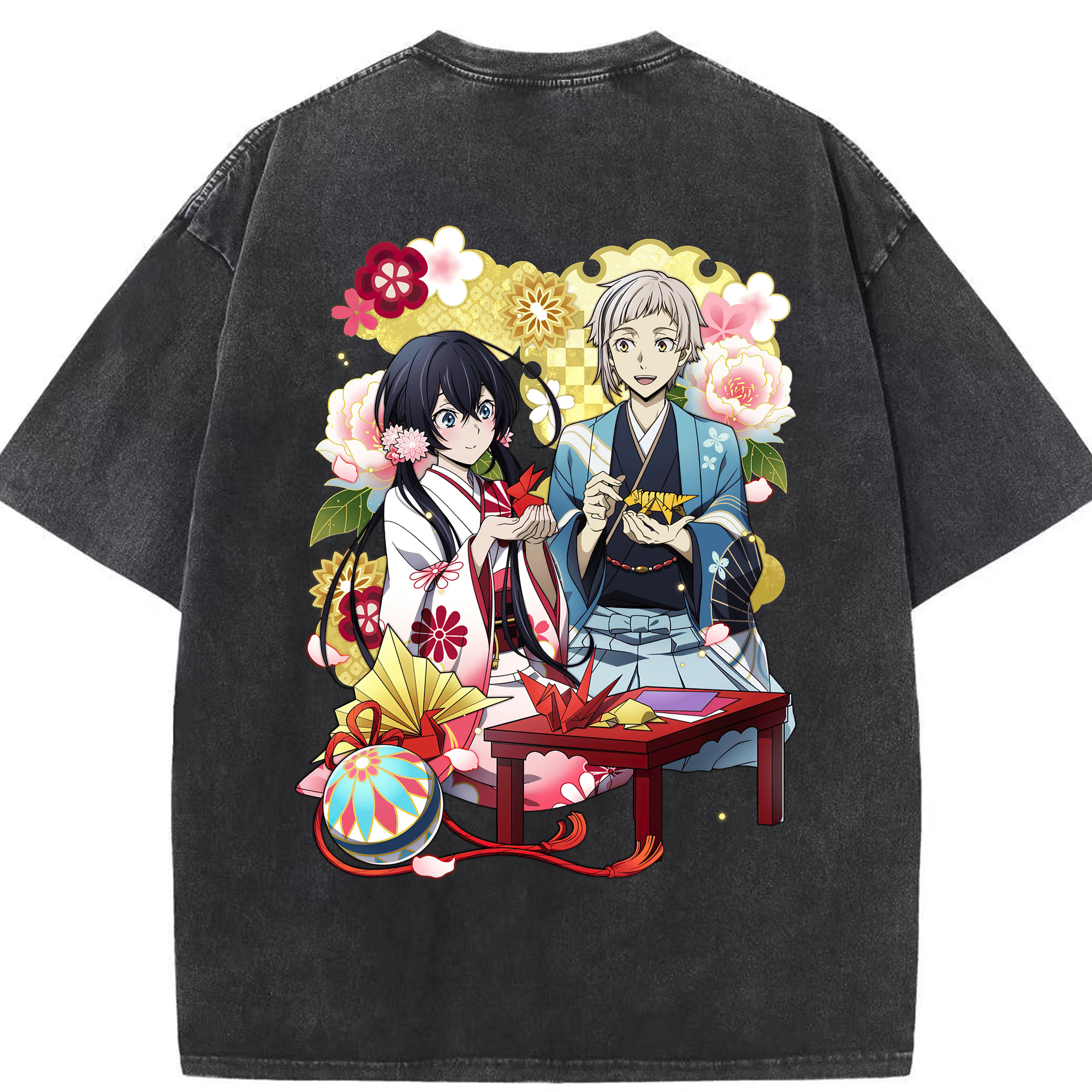 （画像用） 文豪ストレイドッグス Bungo Stray Dogs 綿100% ヴィンテージ風 半袖Tシャツ（背面プリント）