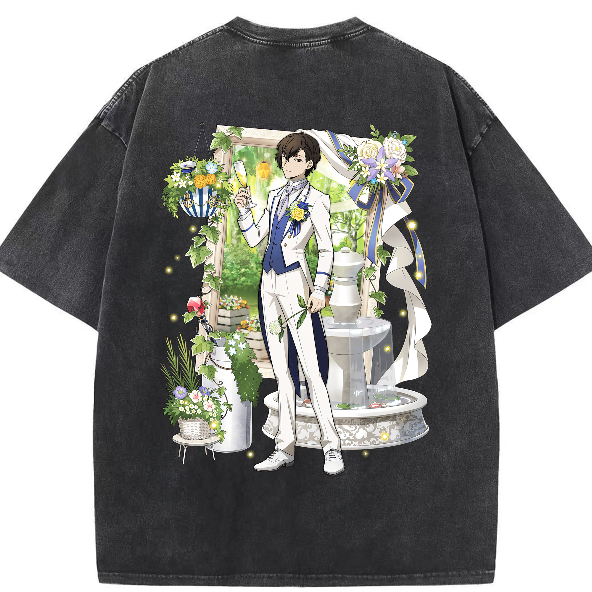 （画像用） 文豪ストレイドッグス Bungo Stray Dogs 綿100% ヴィンテージ風 半袖Tシャツ（背面プリント）