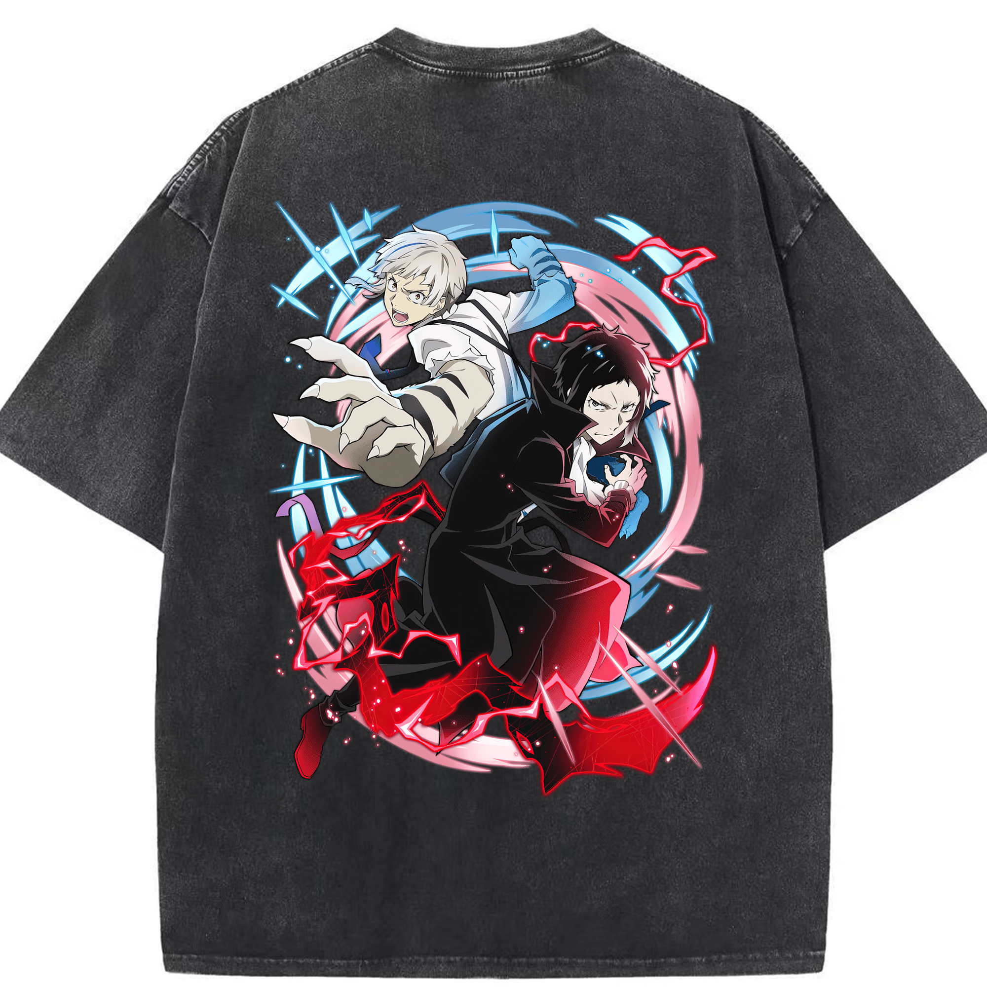 （画像用） 文豪ストレイドッグス Bungo Stray Dogs 綿100% ヴィンテージ風 半袖Tシャツ（背面プリント）