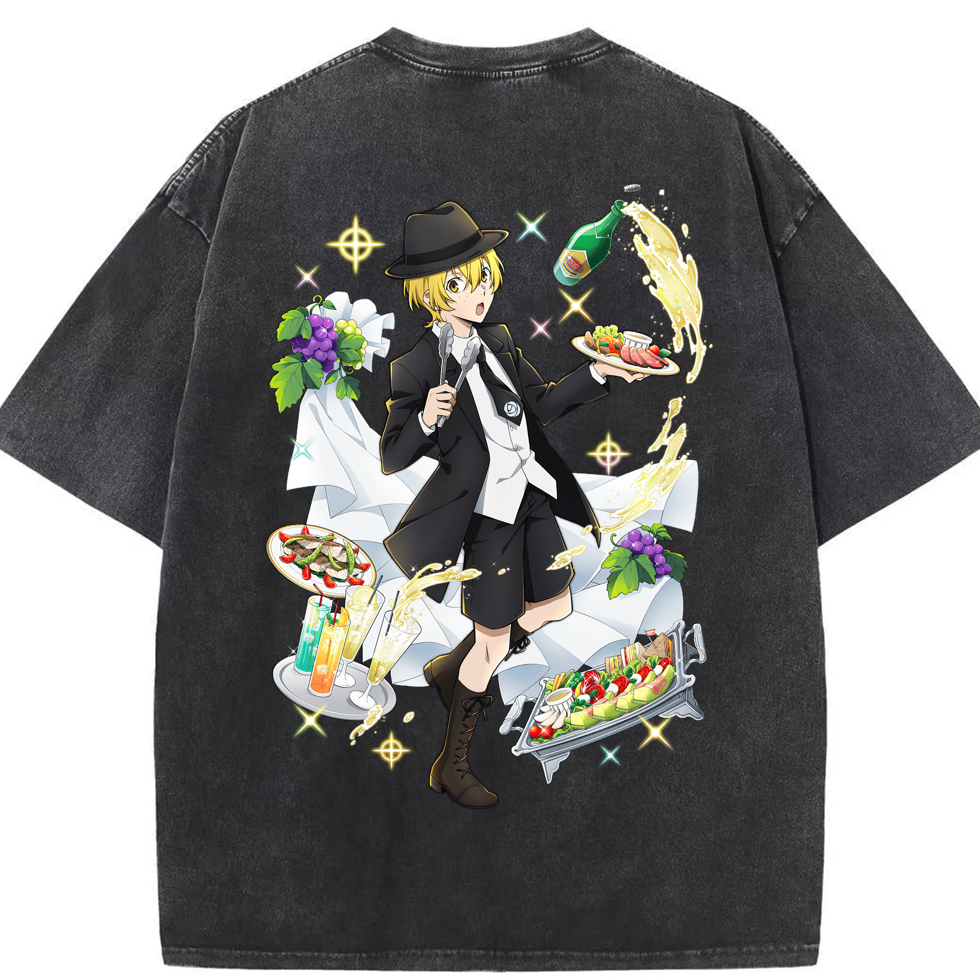 （画像用） 文豪ストレイドッグス Bungo Stray Dogs 綿100% ヴィンテージ風 半袖Tシャツ（背面プリント）
