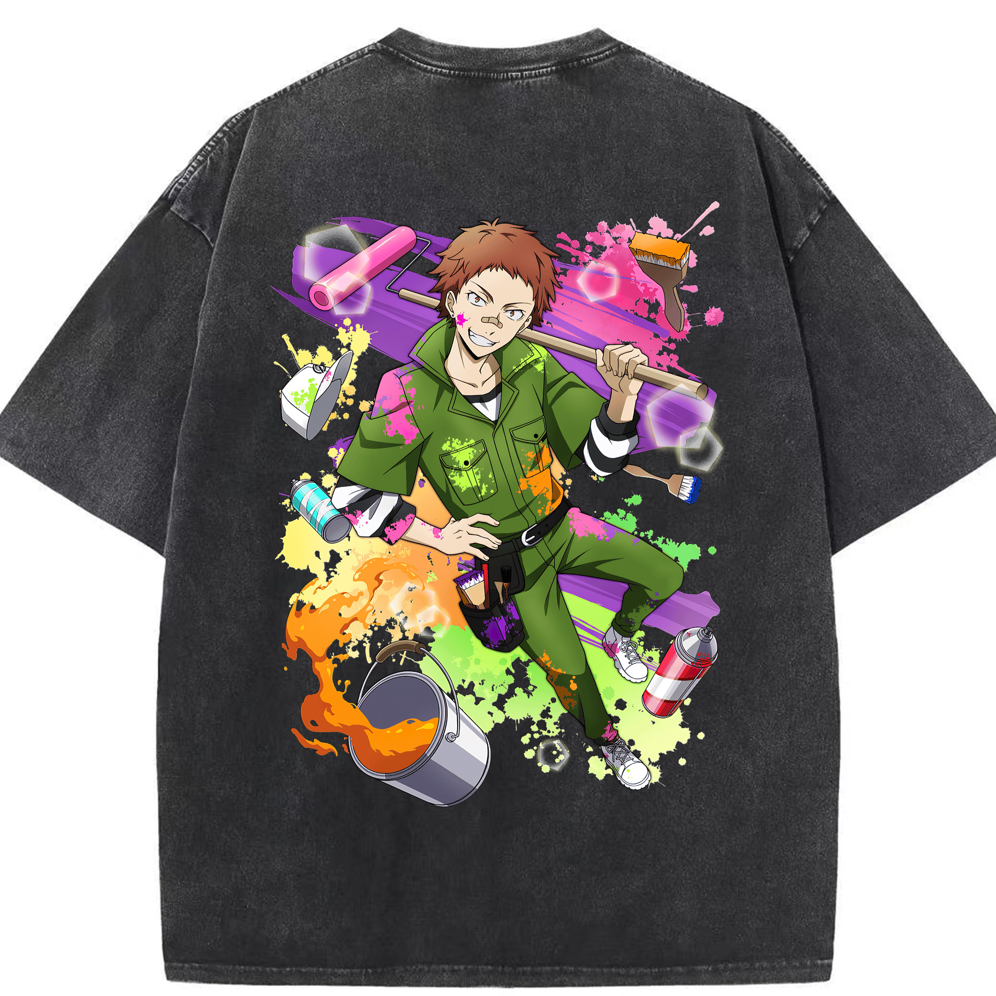 （画像用） 文豪ストレイドッグス Bungo Stray Dogs 綿100% ヴィンテージ風 半袖Tシャツ（背面プリント）